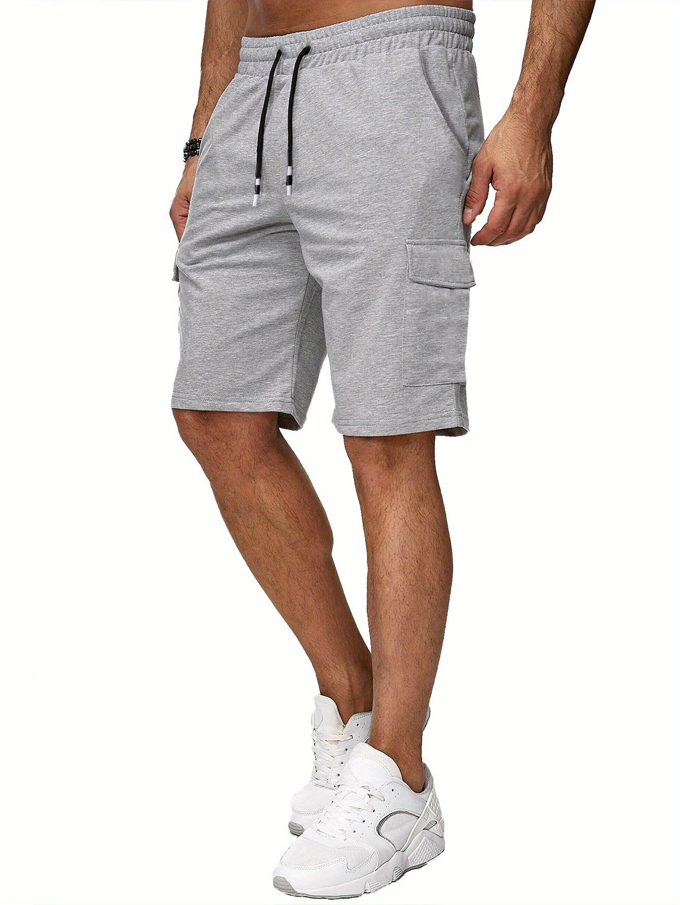 3 Pack Men's Cargo Shorts Sweatshorts with Classic Fit Cargo Pockets Elastic Drawstring Polyester Stretch Shorts for Summer Beach Workout - Looped In Style