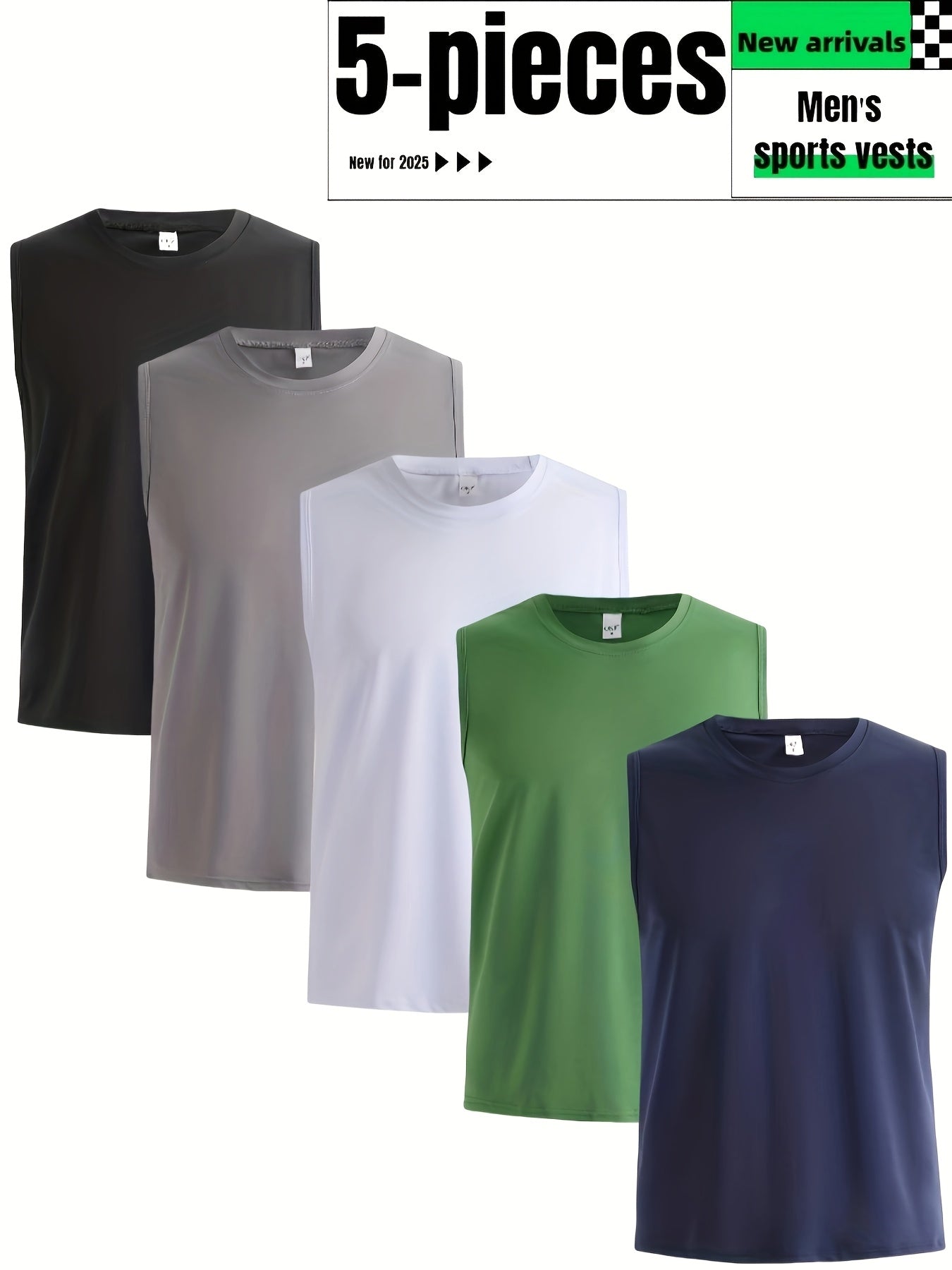 5 Pack Of Men's Summer Loose Crew Neck Vest T Shirts Moisture Absorbent Breathable Soft And Comfortable For Daily Sports Fitness And Training - Looped In Style