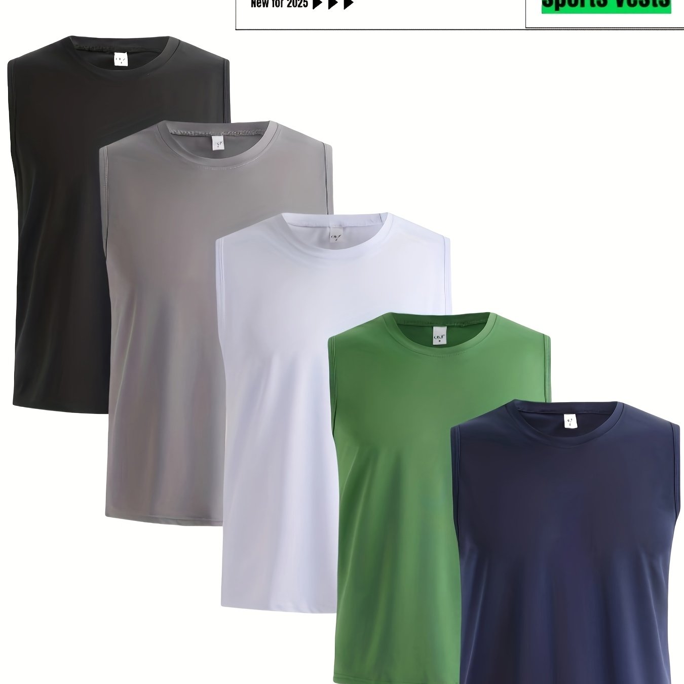 5 Pack Of Men's Summer Loose Crew Neck Vest T Shirts Moisture Absorbent Breathable Soft And Comfortable For Daily Sports Fitness And Training - Looped In Style