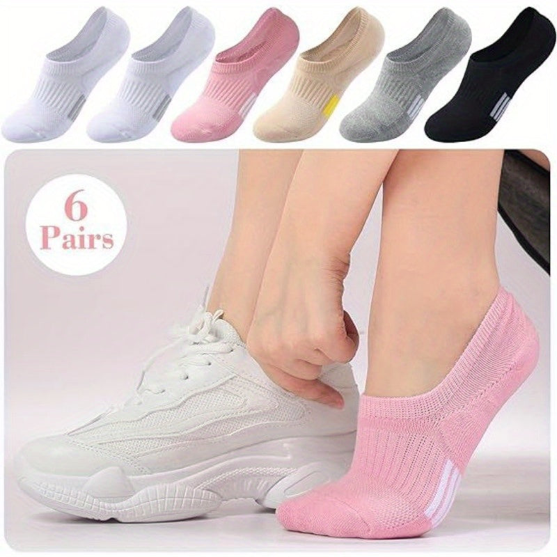 6 Pairs No Show Socks for Women Athletic Low Cut Ankle No Slip Invisible Running Cushioned Socks - Looped In Style
