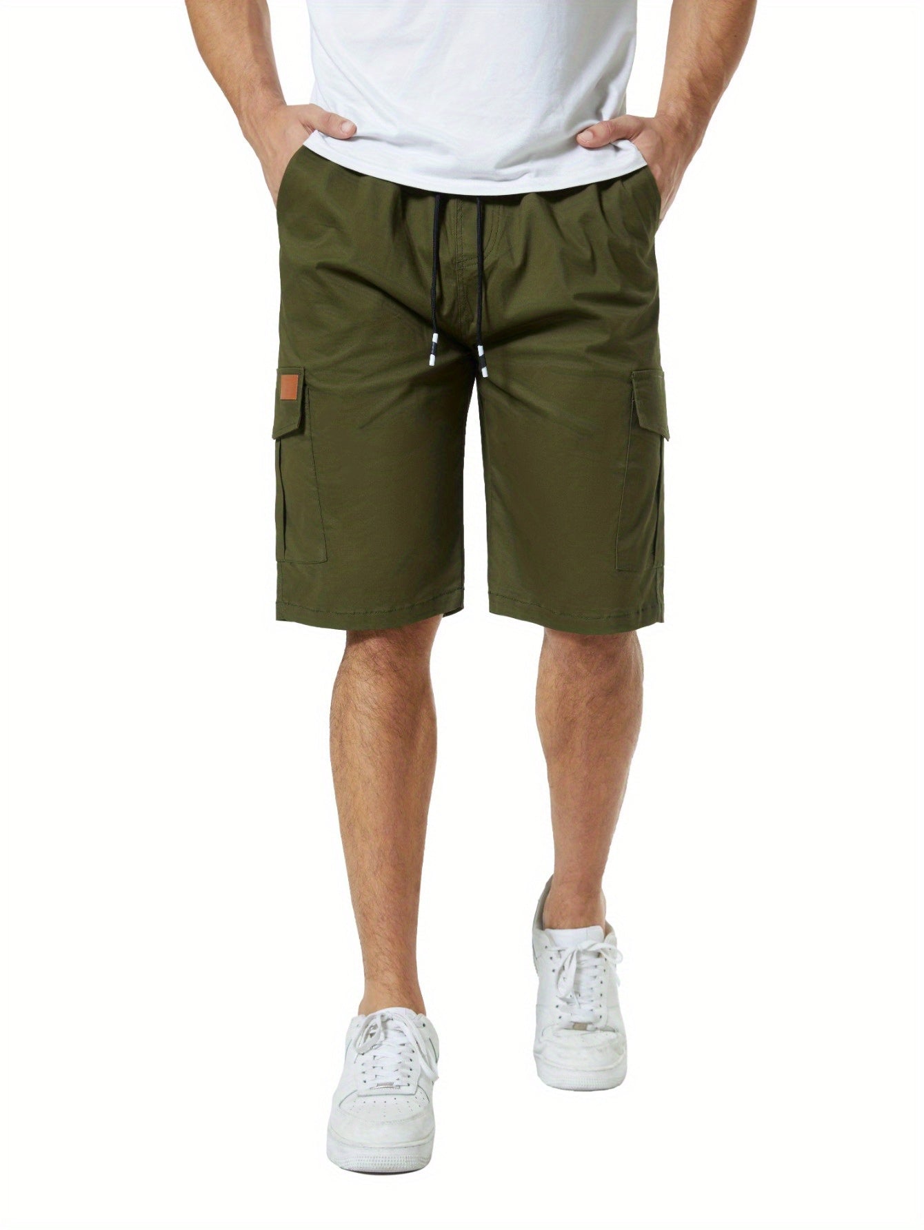 2 Pcs Men's Casual Cargo Shorts with Elastic Drawstring Cotton Stretch and Multiple Pockets - Looped In Style