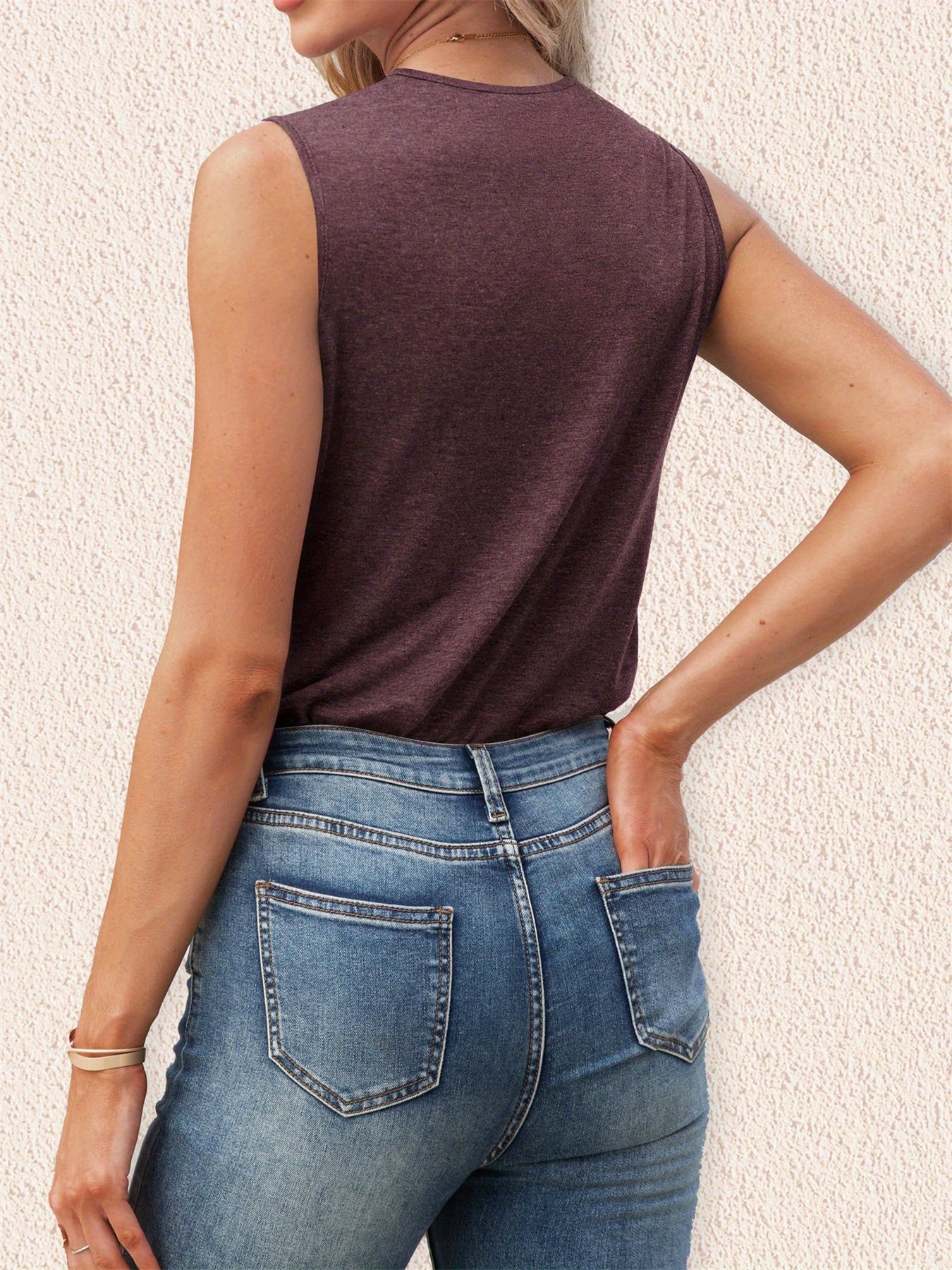 Summer Beach T Shirt Sleeveless Summer Tank Tops V Neck Loose Fit Casual Work Tunic Dressy Tops - Looped In Style