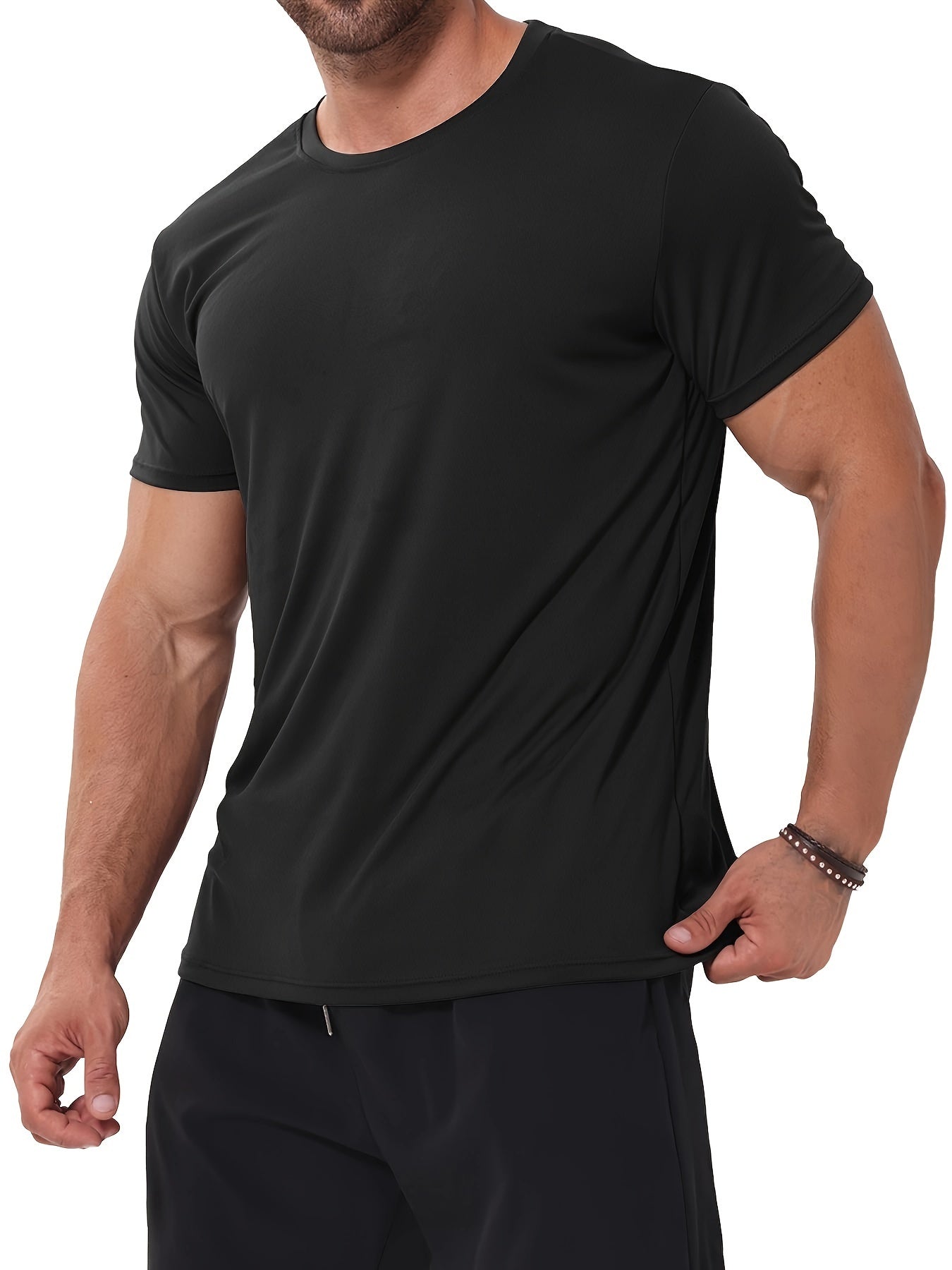 6 Pack Quick Dry Workout Shirts for Men Short Sleeve Athletic Active Tops Crew Neck T Shirt for Running - Looped In Style