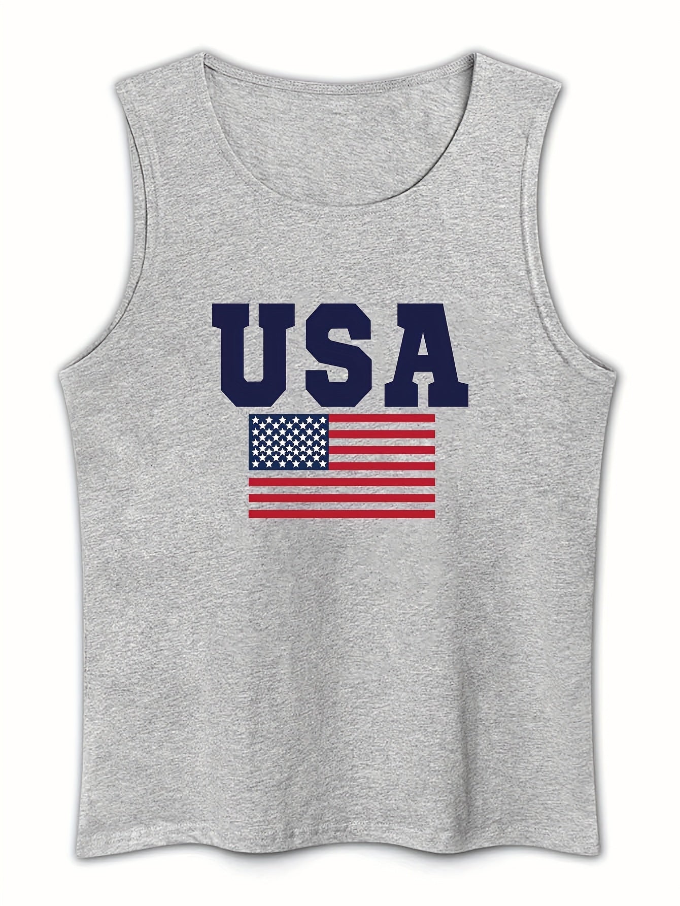 Summer Cotton Men's Fashion USA Letter Printed Short Sleeve T Shirt Round Neck Pullover Breathable Sleeveless Vest - Looped In Style