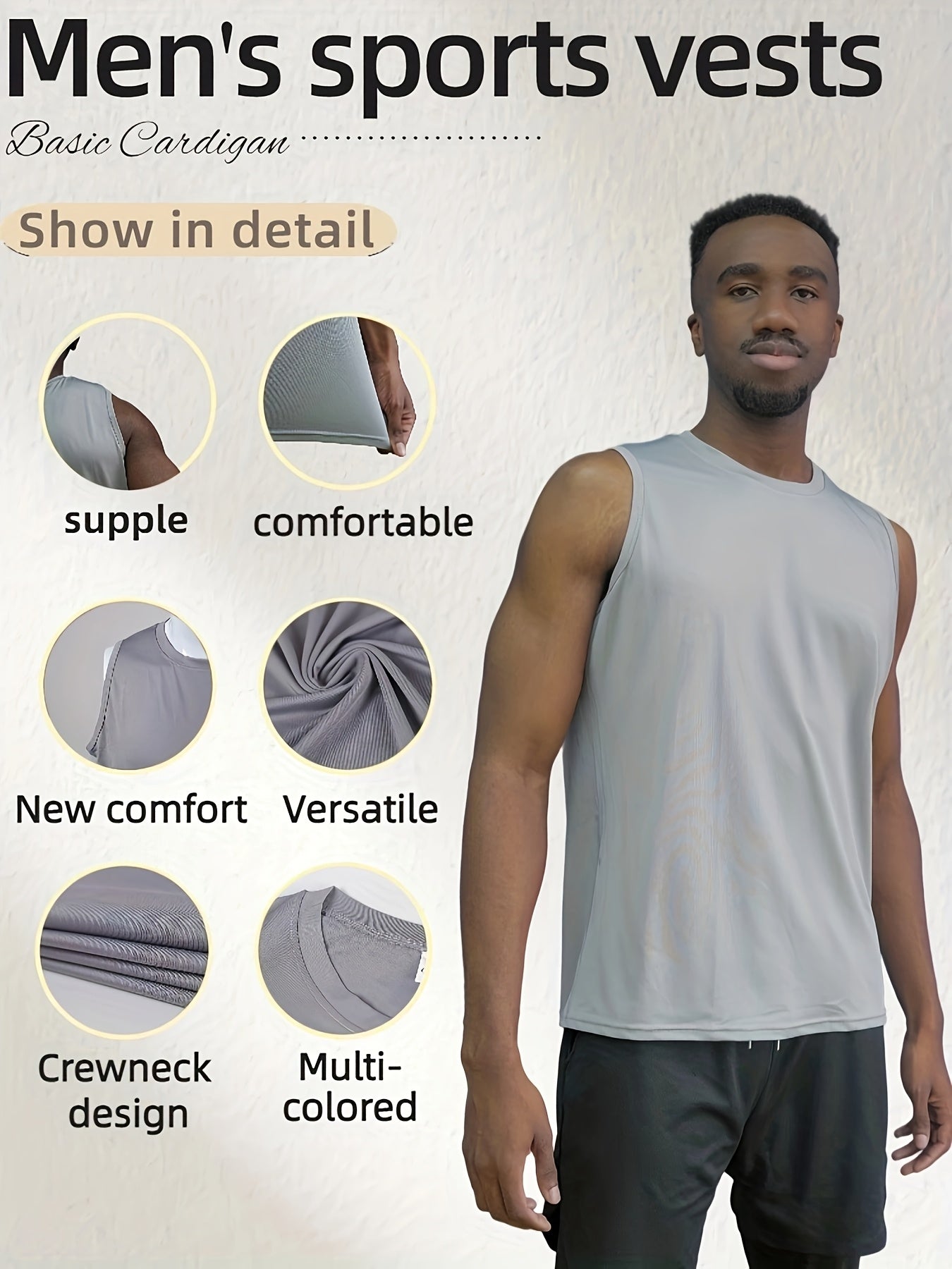 5 Pack Of Men's Summer Loose Crew Neck Vest T Shirts Moisture Absorbent Breathable Soft And Comfortable For Daily Sports Fitness And Training - Looped In Style