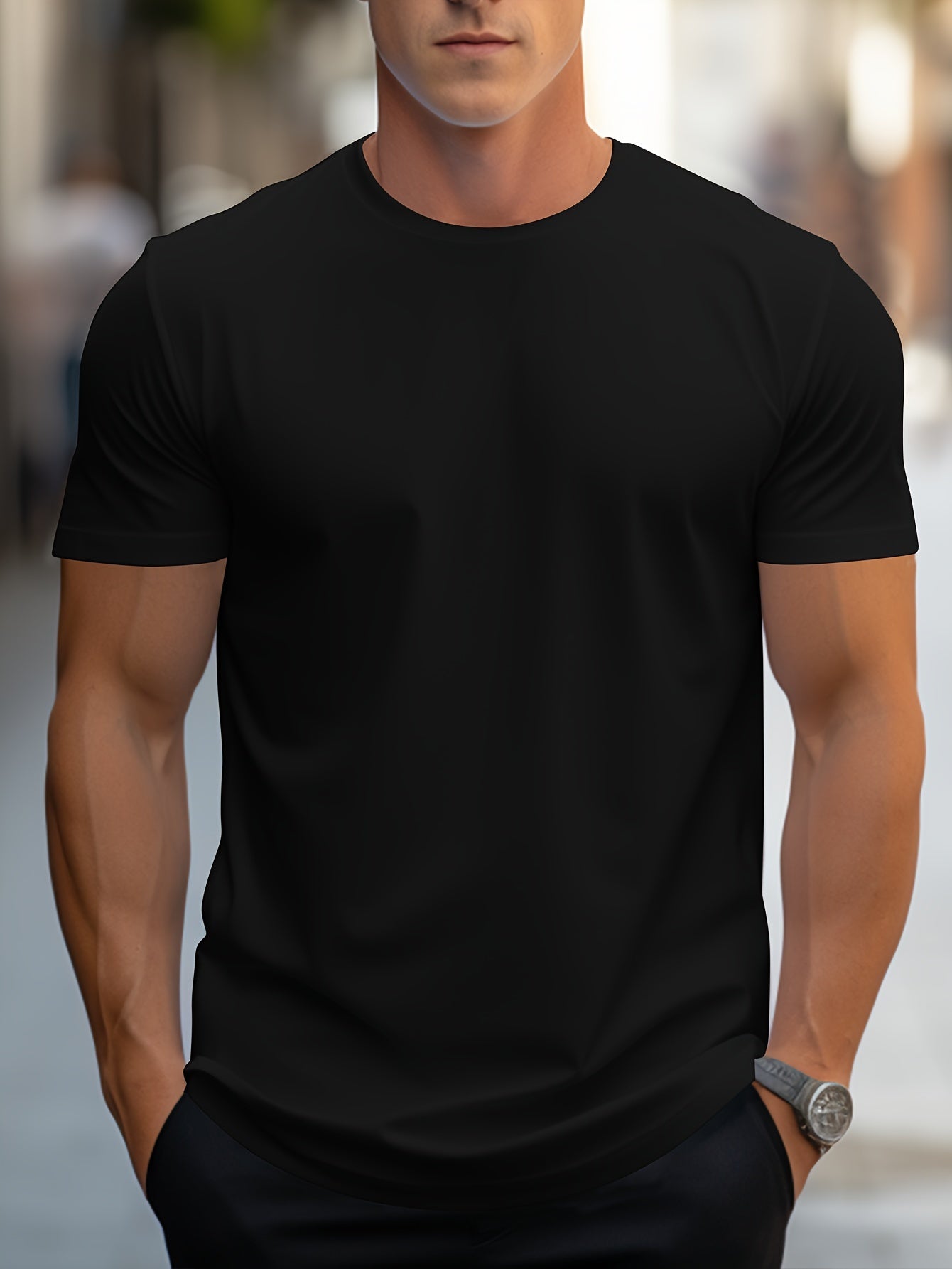 100 Percent Cotton Men's Solid Color Regular Fit Short Sleeve T Shirt Breathable Machine Washable Round Neck Casual Tee for Spring Summer Vacations and Casual Wear - Looped In Style