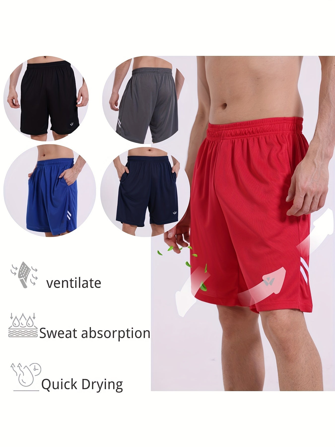 5-Pack Mens Sports Shorts with Comfortable Elastic Waistband - Looped In Style