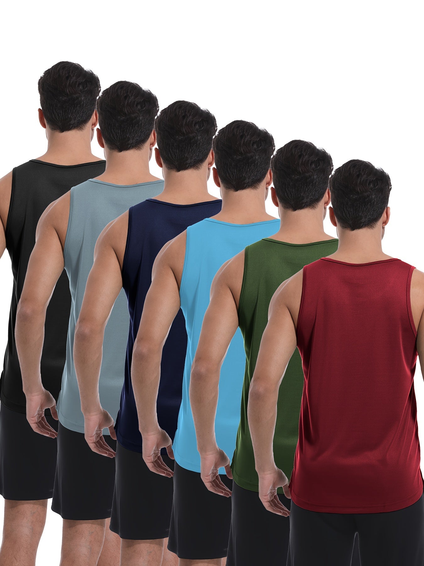6 Pack Moisture Wicking Men's Athletic Tank Tops Quick Dry Shirts for Outdoors and Sports - Looped In Style