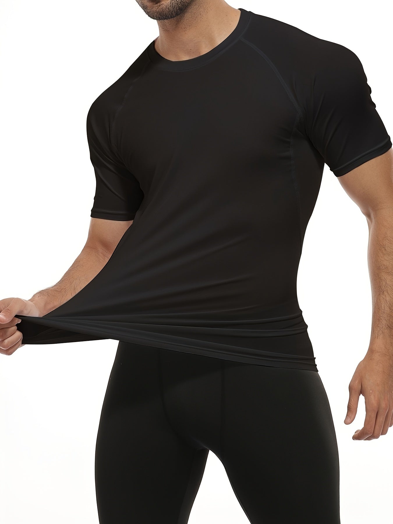 Short Sleeve Athletic 5pcs Men's Compression Shirt Tops - Looped In Style