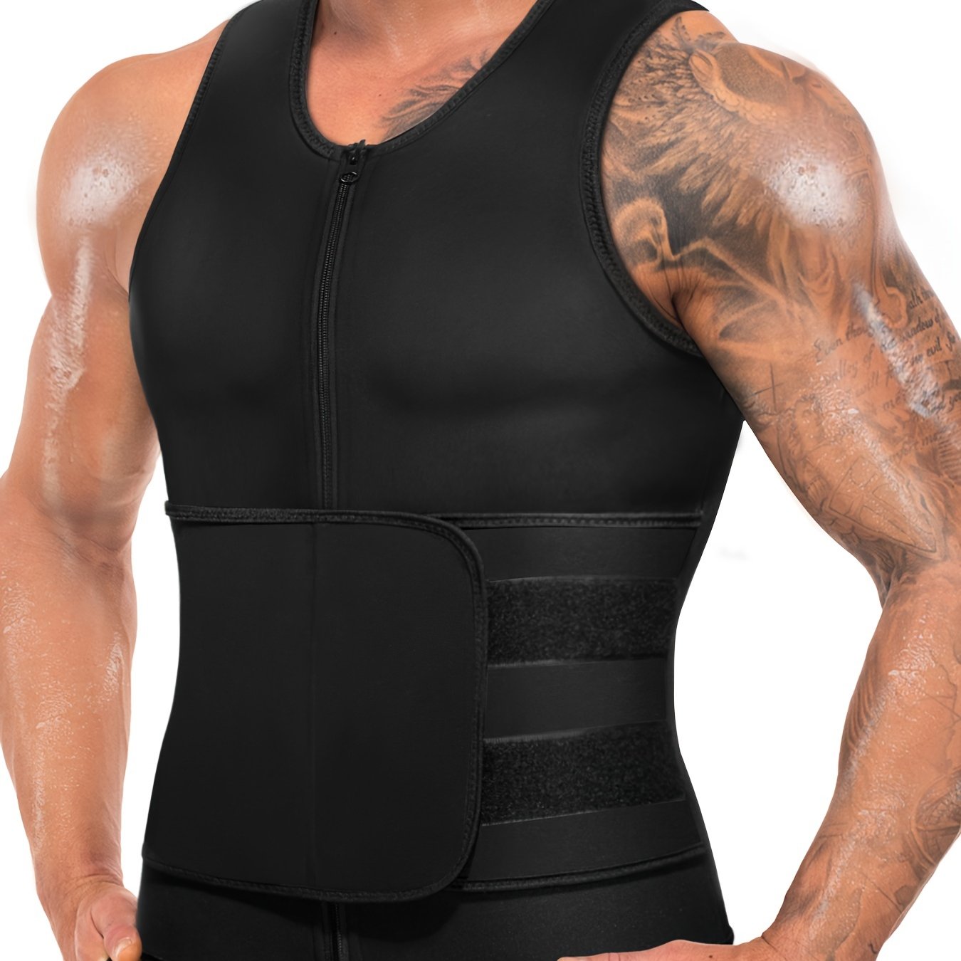 Mens High-Compression Sauna Vest with Lumbar Support Gym Fitness - Looped In Style