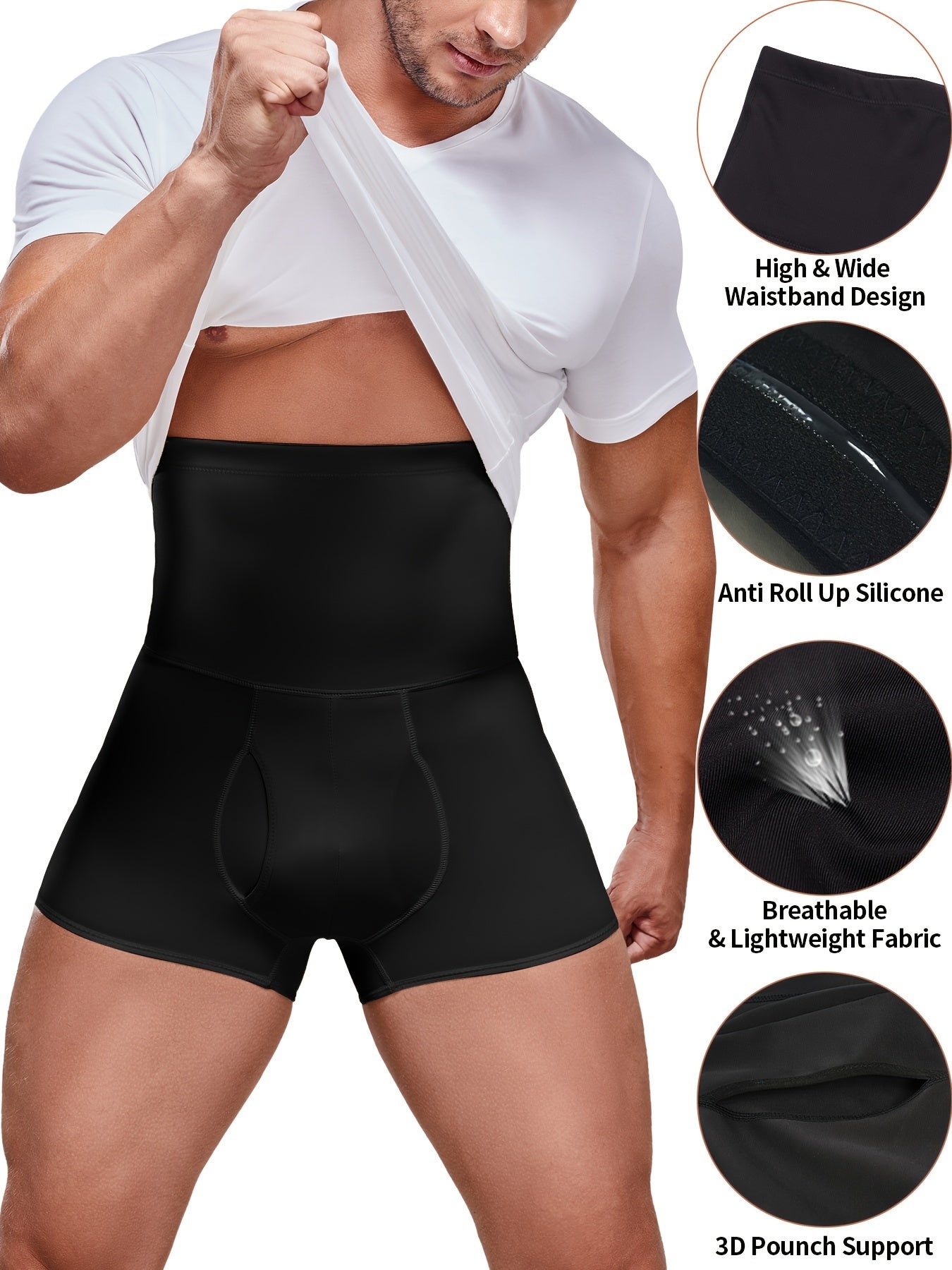 Men's High Waist Tummy Control Shorts - Seamless Slimming Body Shaper for Gym and Casual Wear - Looped In Style