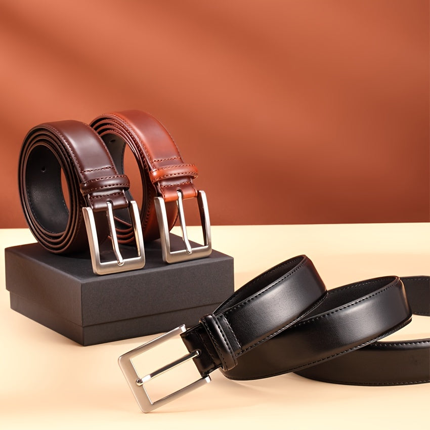 Genuine Leather Casual Style Men's Dress Waistband with Stainless Steel Prong Buckle for Business and Work - Looped In Style