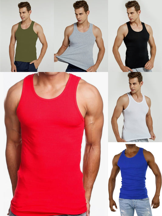 6pcs Men’s Tank Tops Workout Gym Sleeveless Bodybuilding Shirts Fitness Athletic Muscle Tees in Red Black White Blue Gray Green - Looped In Style