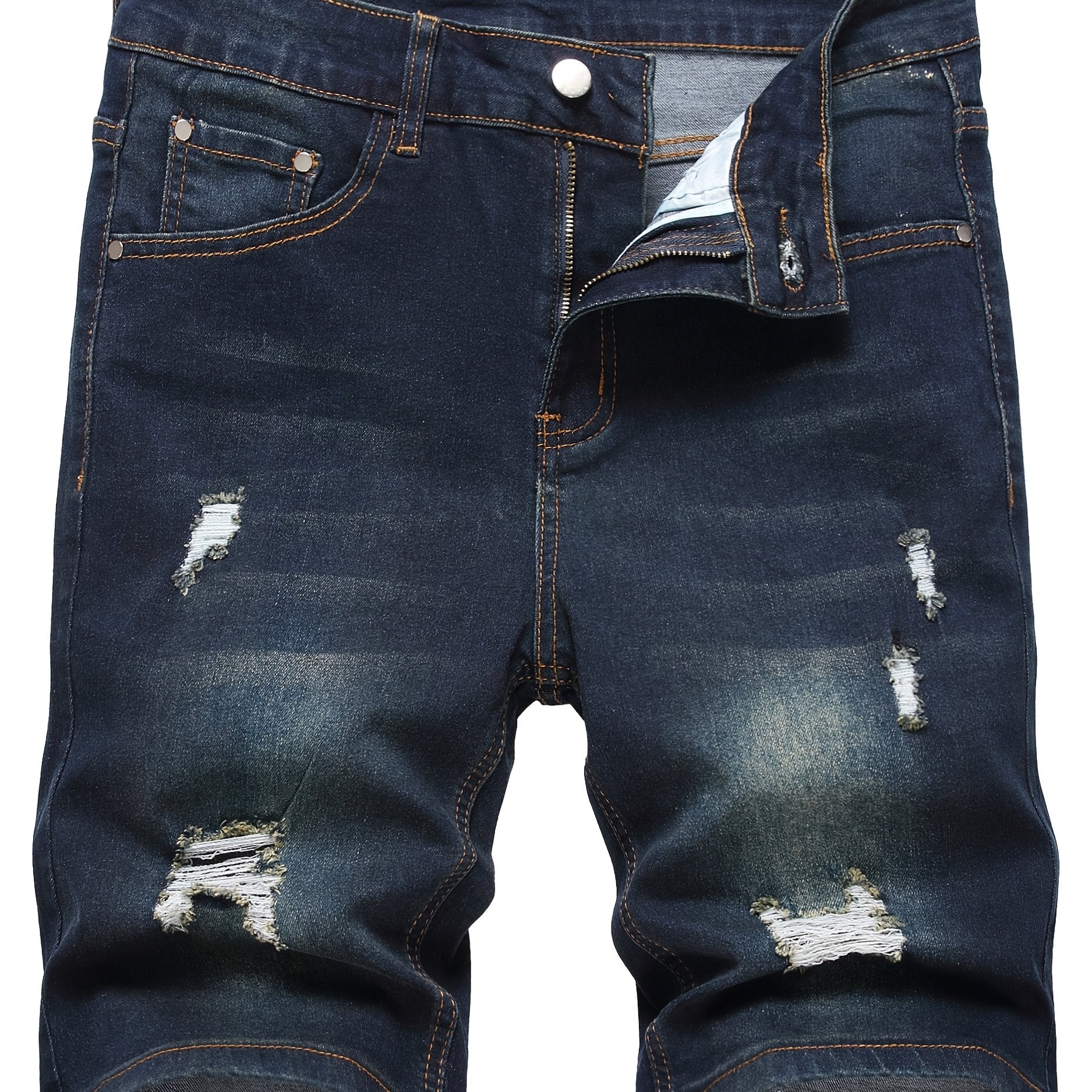 Mens Slim Fit Stretch Denim Shorts Ripped Skinny Jean Shorts for Men Fashion Straight Comfort Flex Waist Short - Looped In Style