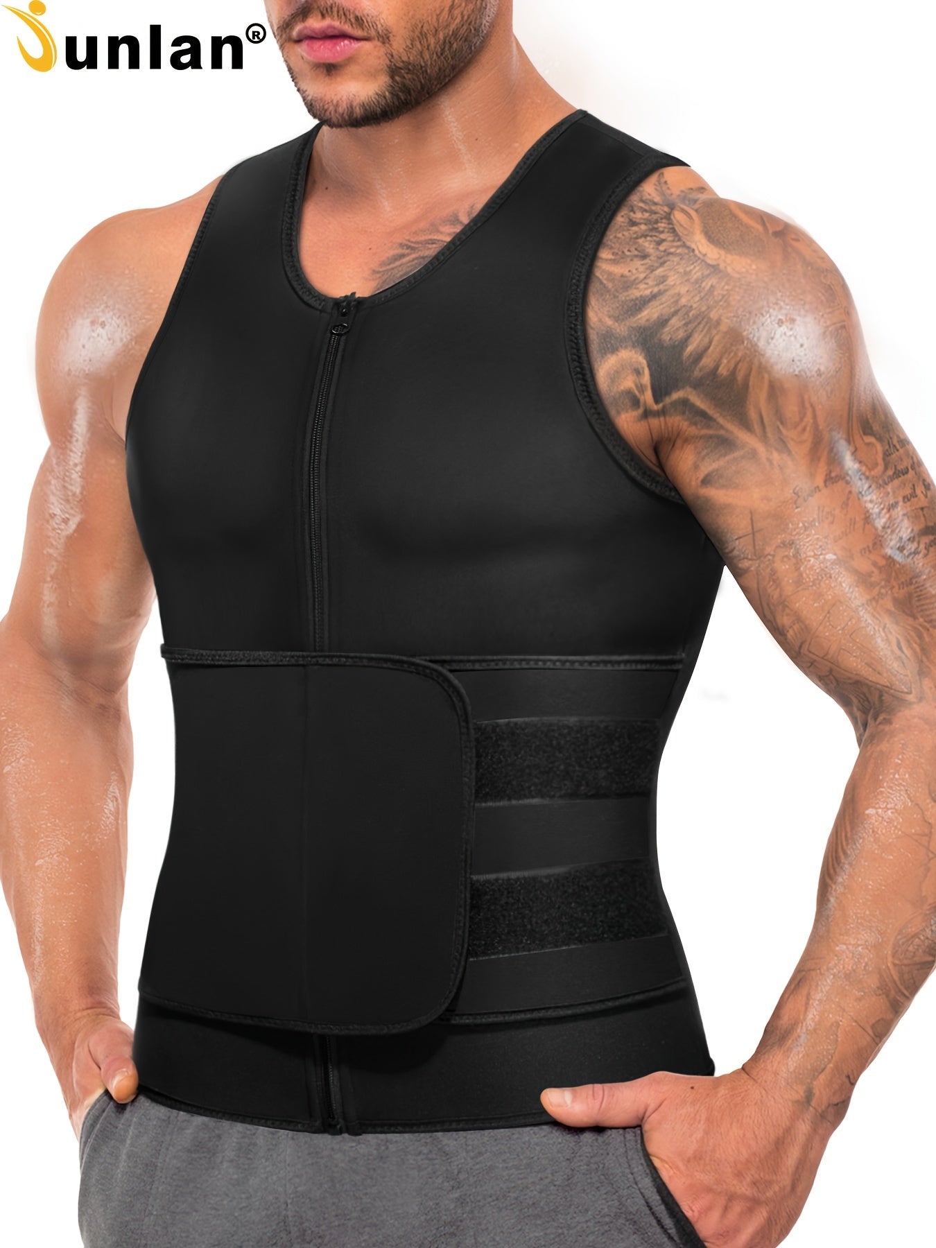 Mens High-Compression Sauna Vest with Lumbar Support Gym Fitness - Looped In Style