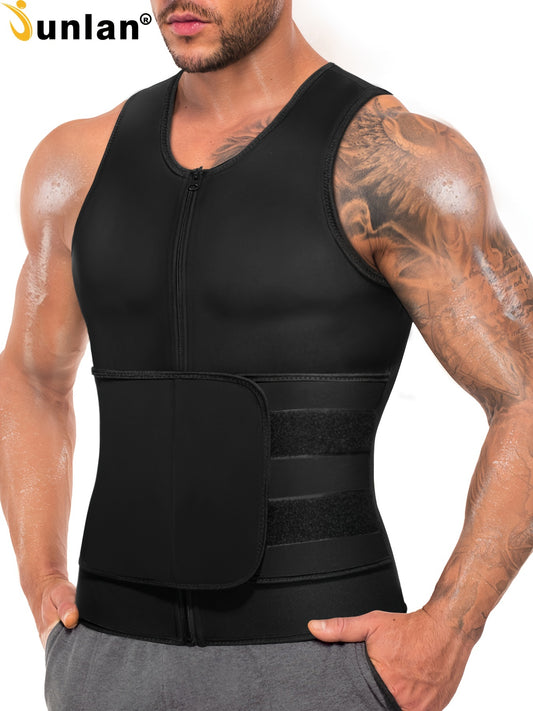 Mens High-Compression Sauna Vest with Lumbar Support Gym Fitness - Looped In Style
