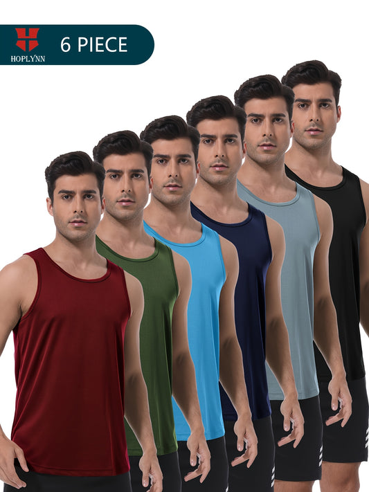 6 Pack Moisture Wicking Men's Athletic Tank Tops Quick Dry Shirts for Outdoors and Sports - Looped In Style