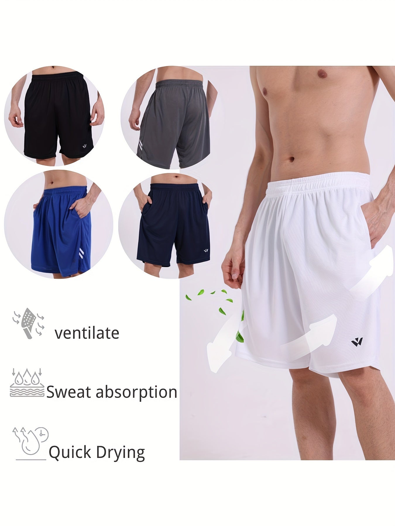 5-Pack Mens Sports Shorts with Comfortable Elastic Waistband - Looped In Style