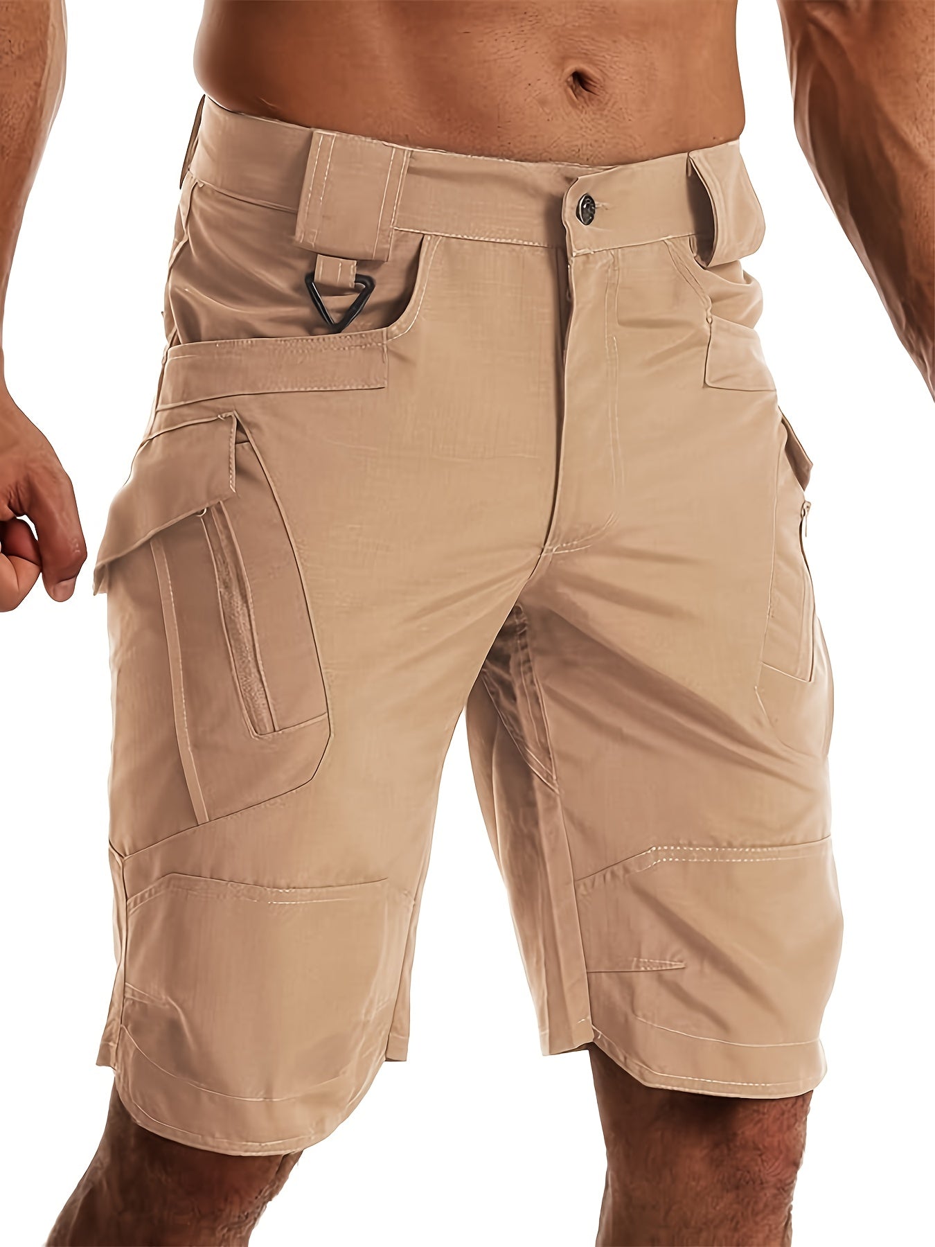 2pcs Men's Tactical Cargo Shorts Lightweight Quick Dry Breathable with Multiple Pockets Adjustable Waistband for Hiking Outdoor Activities in Gray and Beige - Looped In Style
