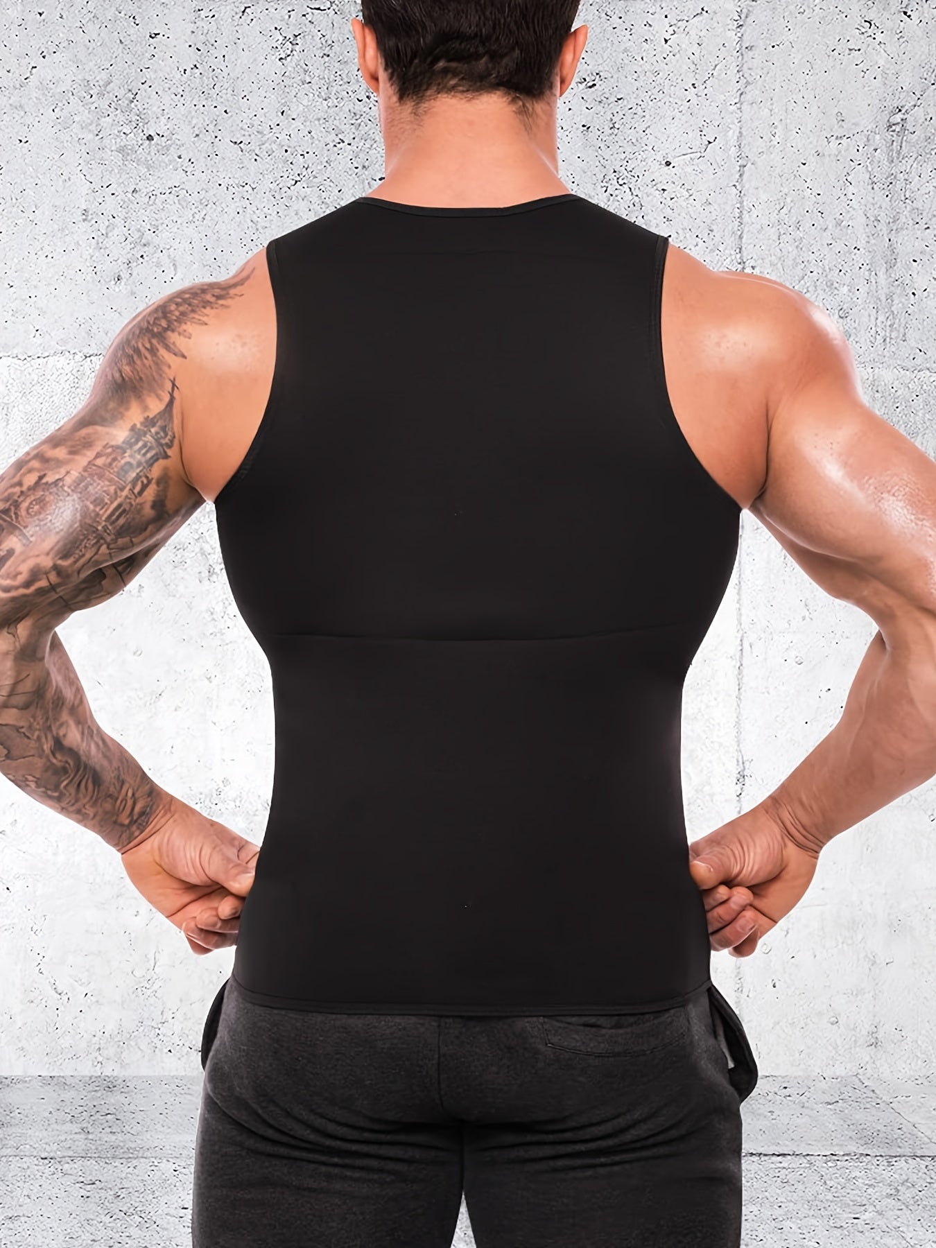 Mens High-Compression Sauna Vest with Lumbar Support Gym Fitness - Looped In Style