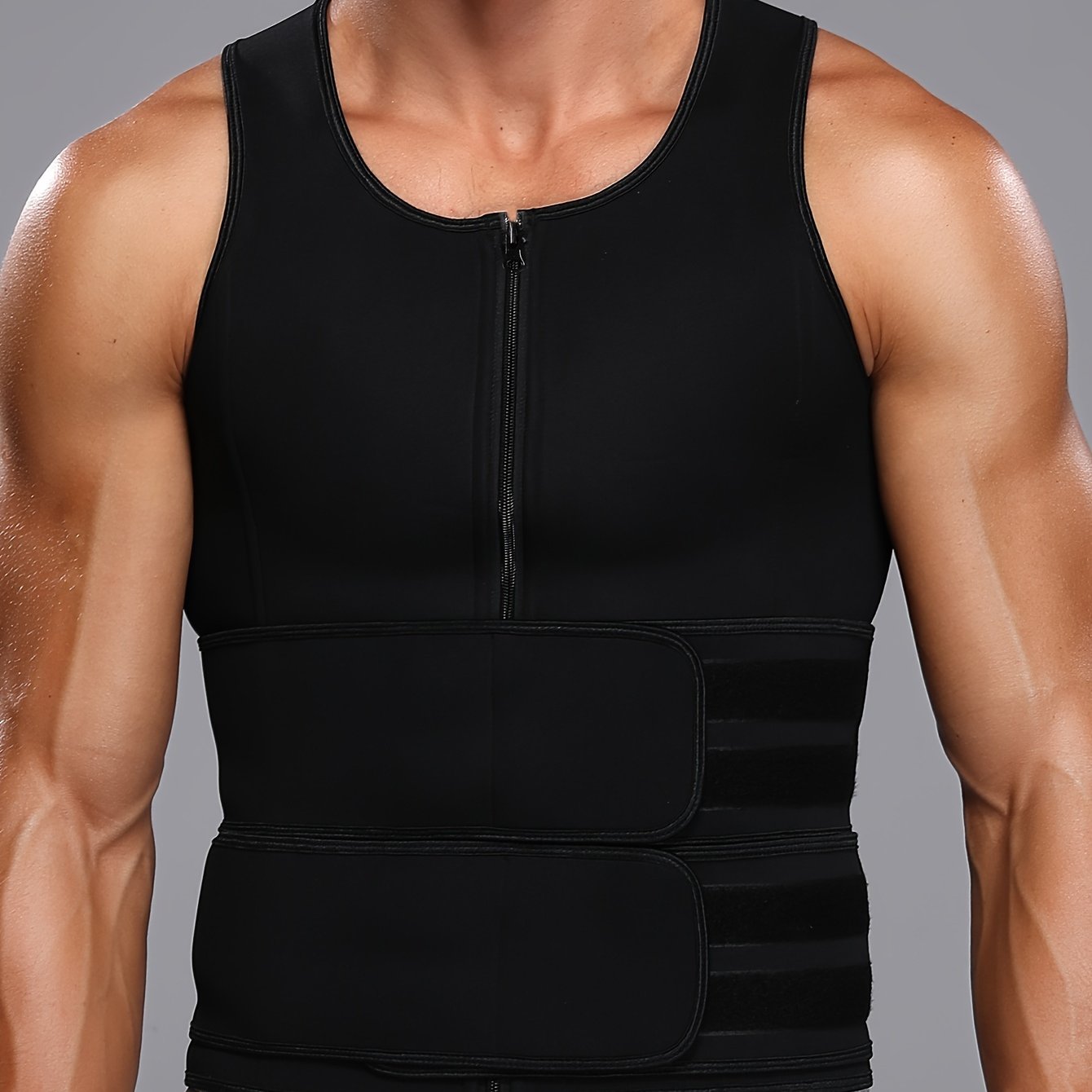 Men's Body Shaper Waist Trainer Sauna Vest Double Belt - Looped In Style
