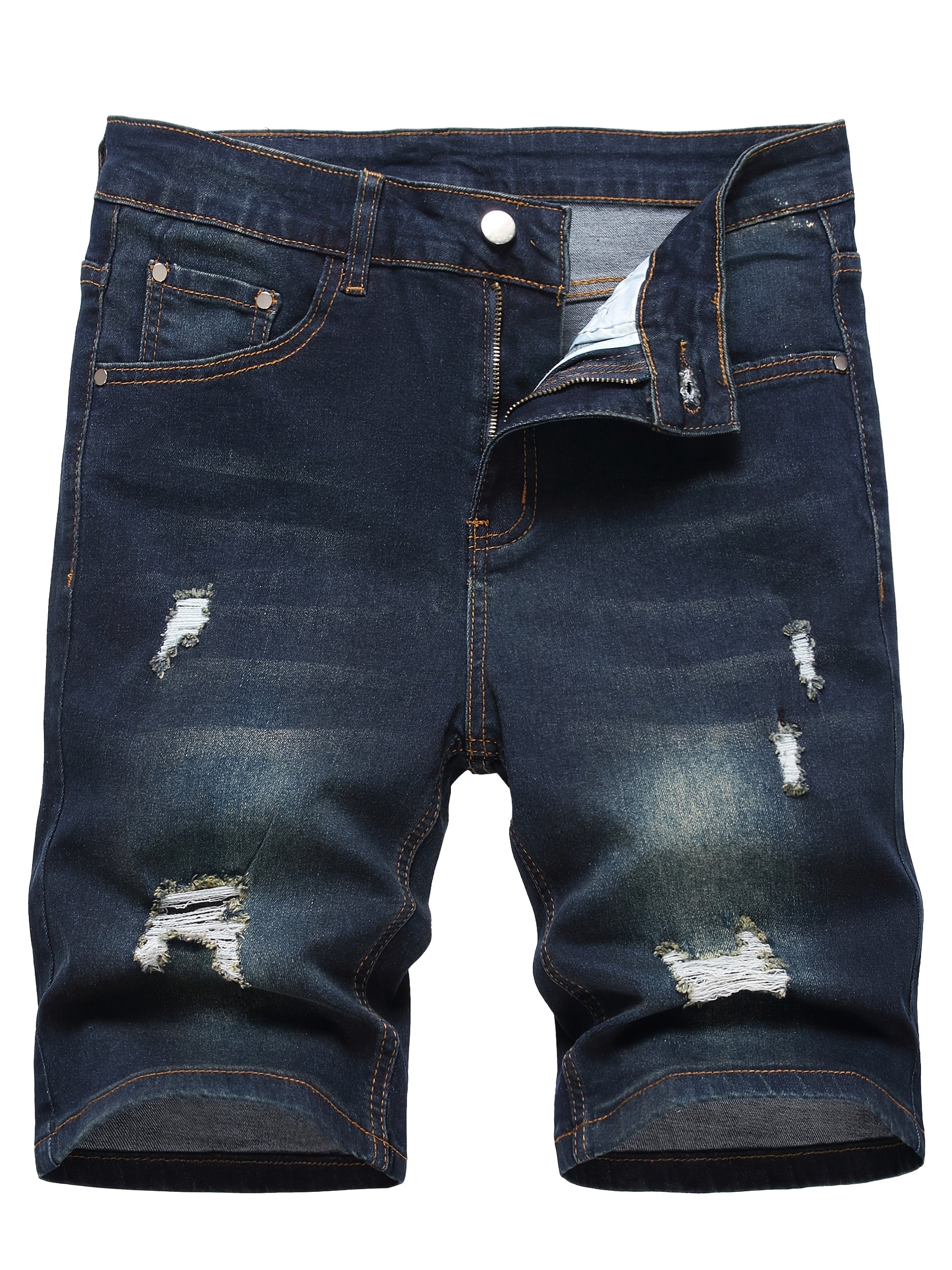 Mens Slim Fit Stretch Denim Shorts Ripped Skinny Jean Shorts for Men Fashion Straight Comfort Flex Waist Short - Looped In Style