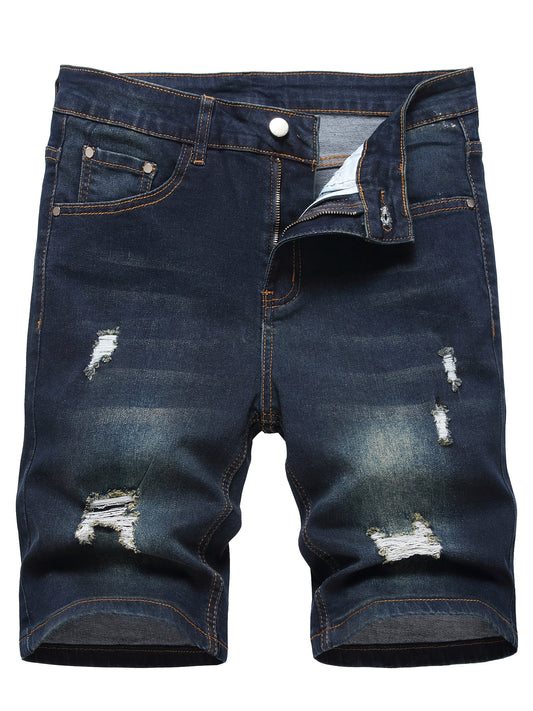 Mens Slim Fit Stretch Denim Shorts Ripped Skinny Jean Shorts for Men Fashion Straight Comfort Flex Waist Short - Looped In Style