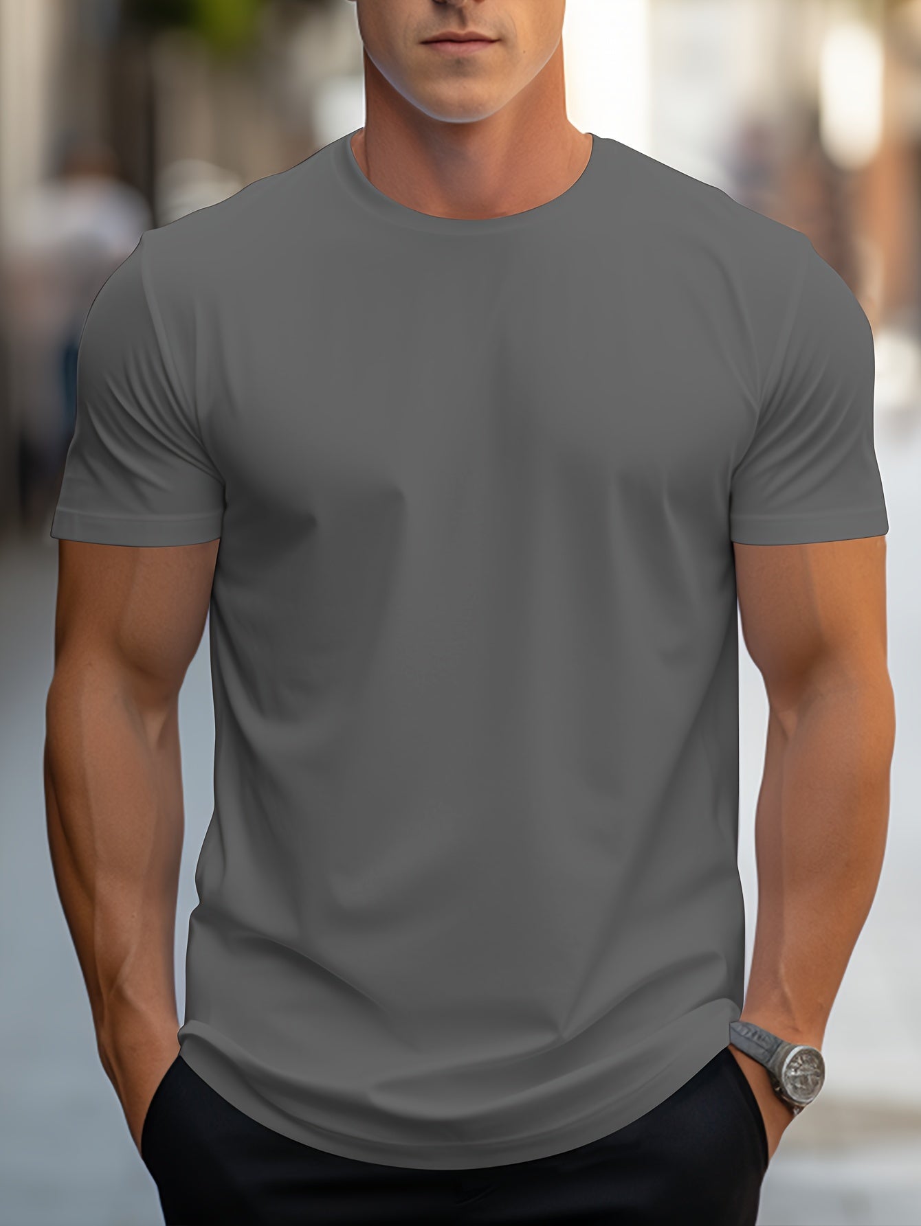 100 Percent Cotton Men's Solid Color Regular Fit Short Sleeve T Shirt Breathable Machine Washable Round Neck Casual Tee for Spring Summer Vacations and Casual Wear - Looped In Style