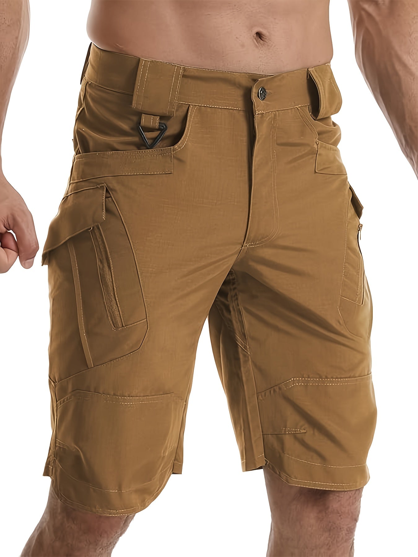 2pcs Men's Tactical Cargo Shorts Lightweight Quick Dry Breathable with Multiple Pockets Adjustable Waistband for Hiking Outdoor Activities in Gray and Beige - Looped In Style