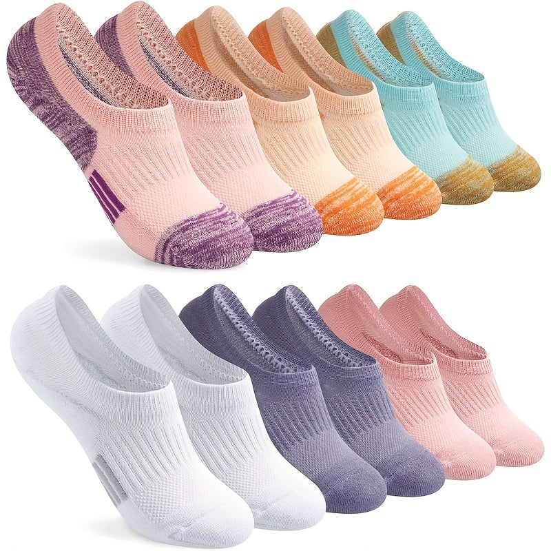 6 Pairs No Show Socks for Women Athletic Low Cut Ankle No Slip Invisible Running Cushioned Socks - Looped In Style