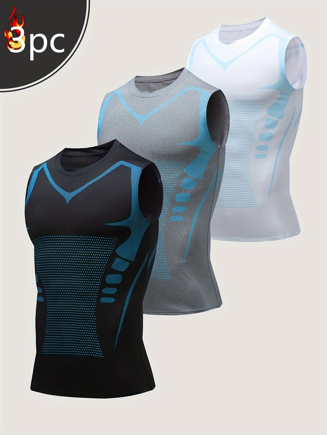 Moisture-Wicking Compression Tops 3pcs Men's Athletic Vests - Looped In Style