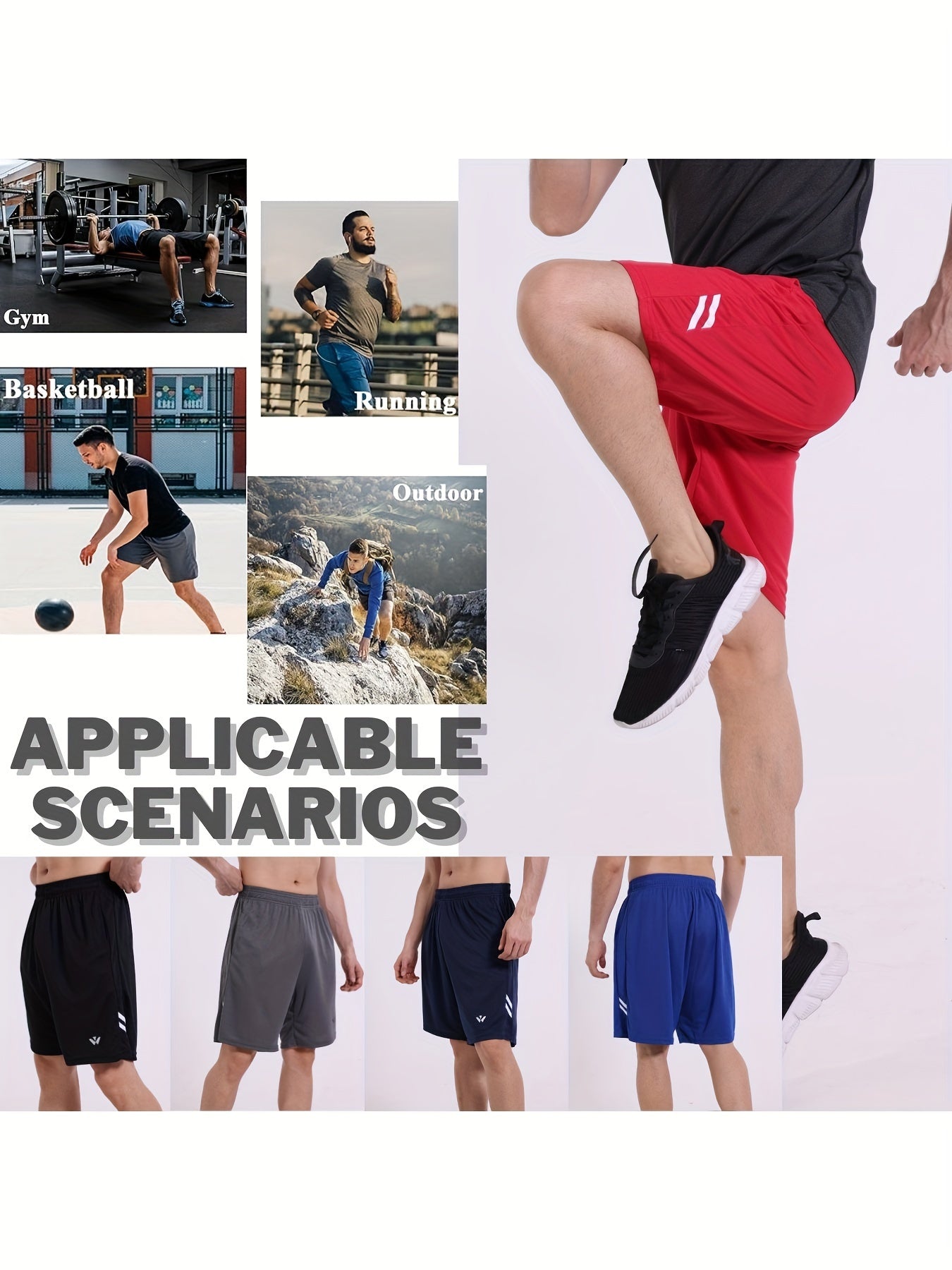 5-Pack Mens Sports Shorts with Comfortable Elastic Waistband - Looped In Style