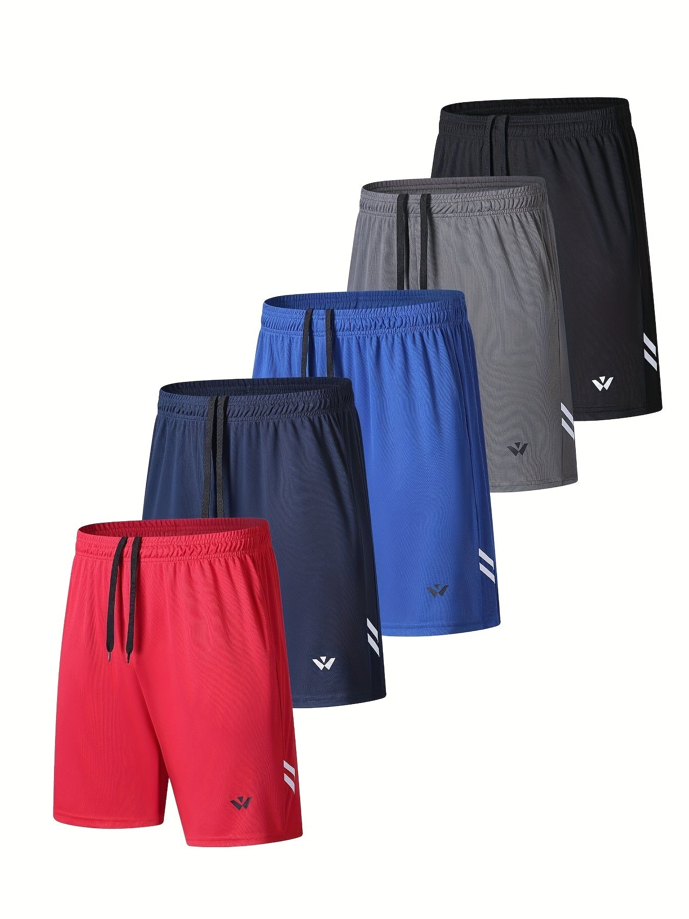 5-Pack Mens Sports Shorts with Comfortable Elastic Waistband - Looped In Style