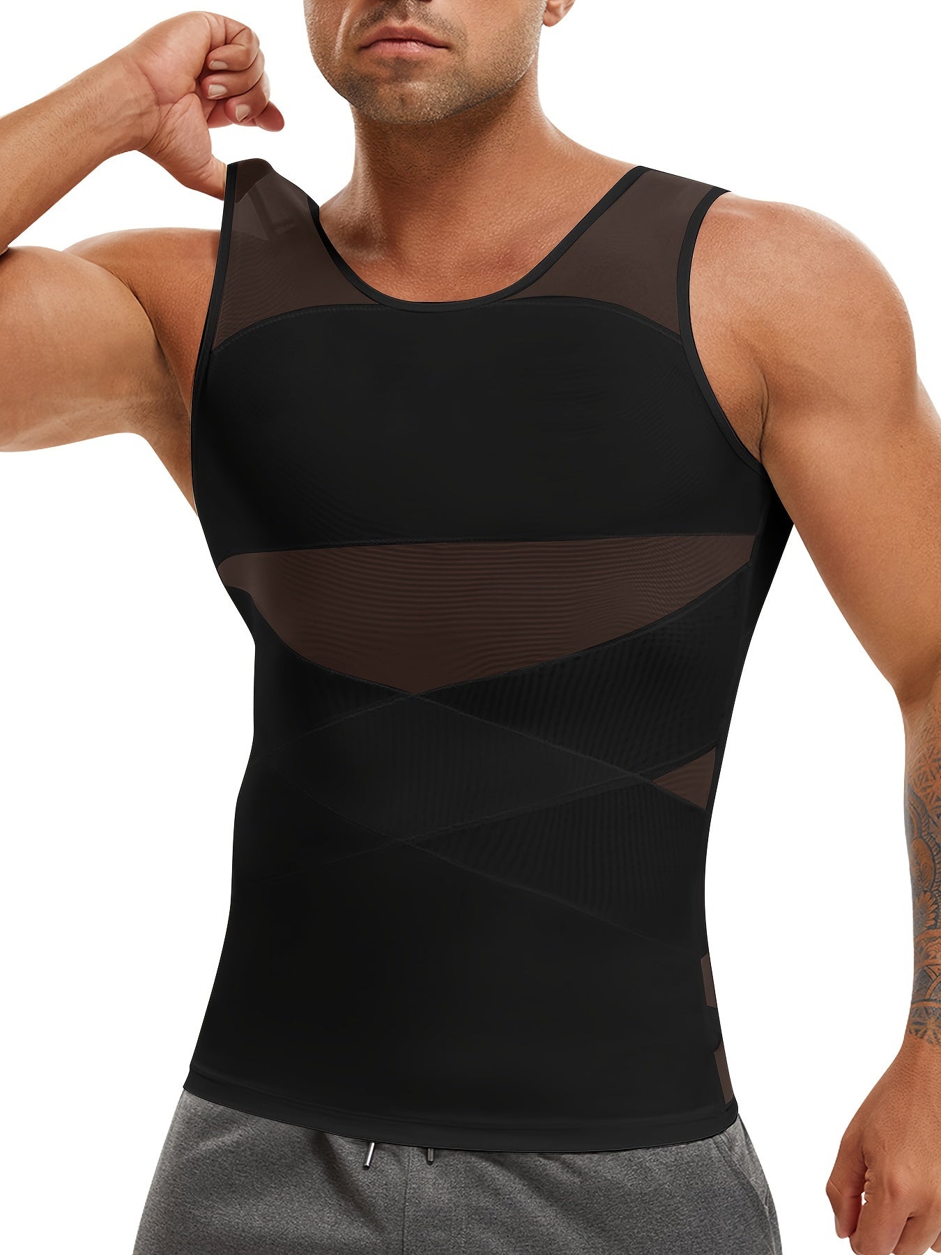 JUNLAN Men's Compression Shirt Breathable Body Shaper Vest - Looped In Style