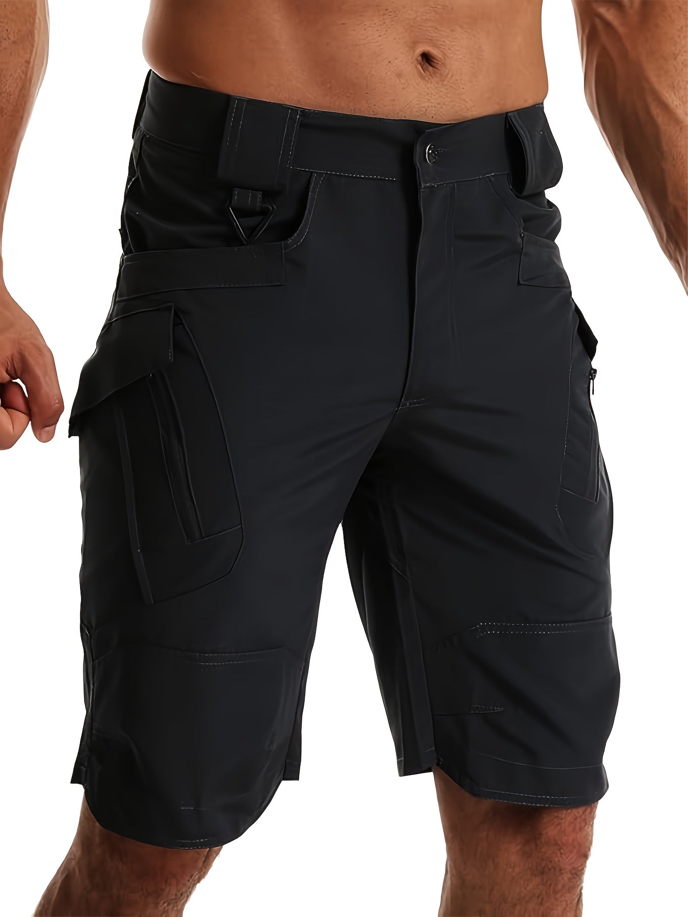 2pcs Men's Tactical Cargo Shorts Lightweight Quick Dry Breathable with Multiple Pockets Adjustable Waistband for Hiking Outdoor Activities in Gray and Beige - Looped In Style