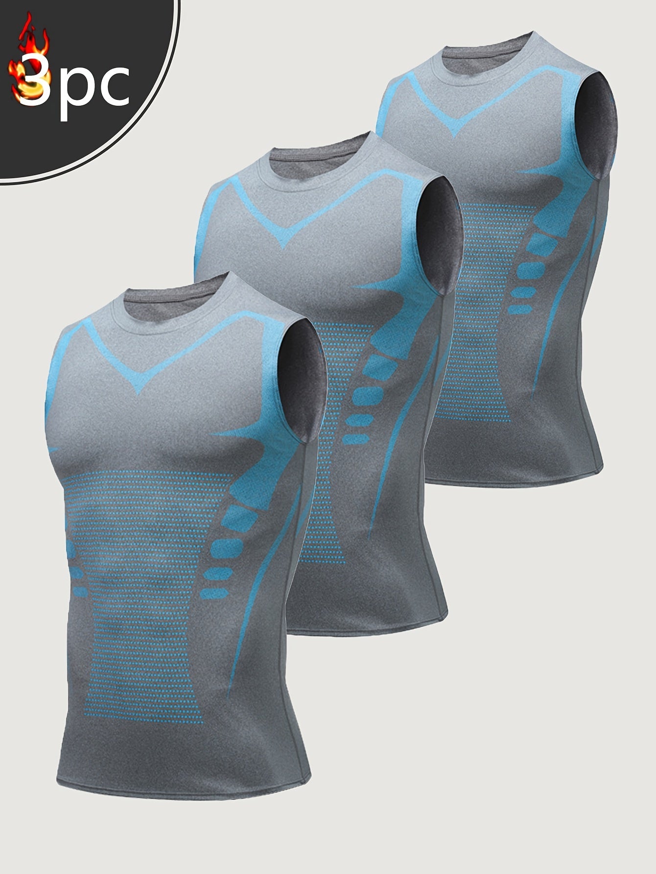 Moisture-Wicking Compression Tops 3pcs Men's Athletic Vests - Looped In Style