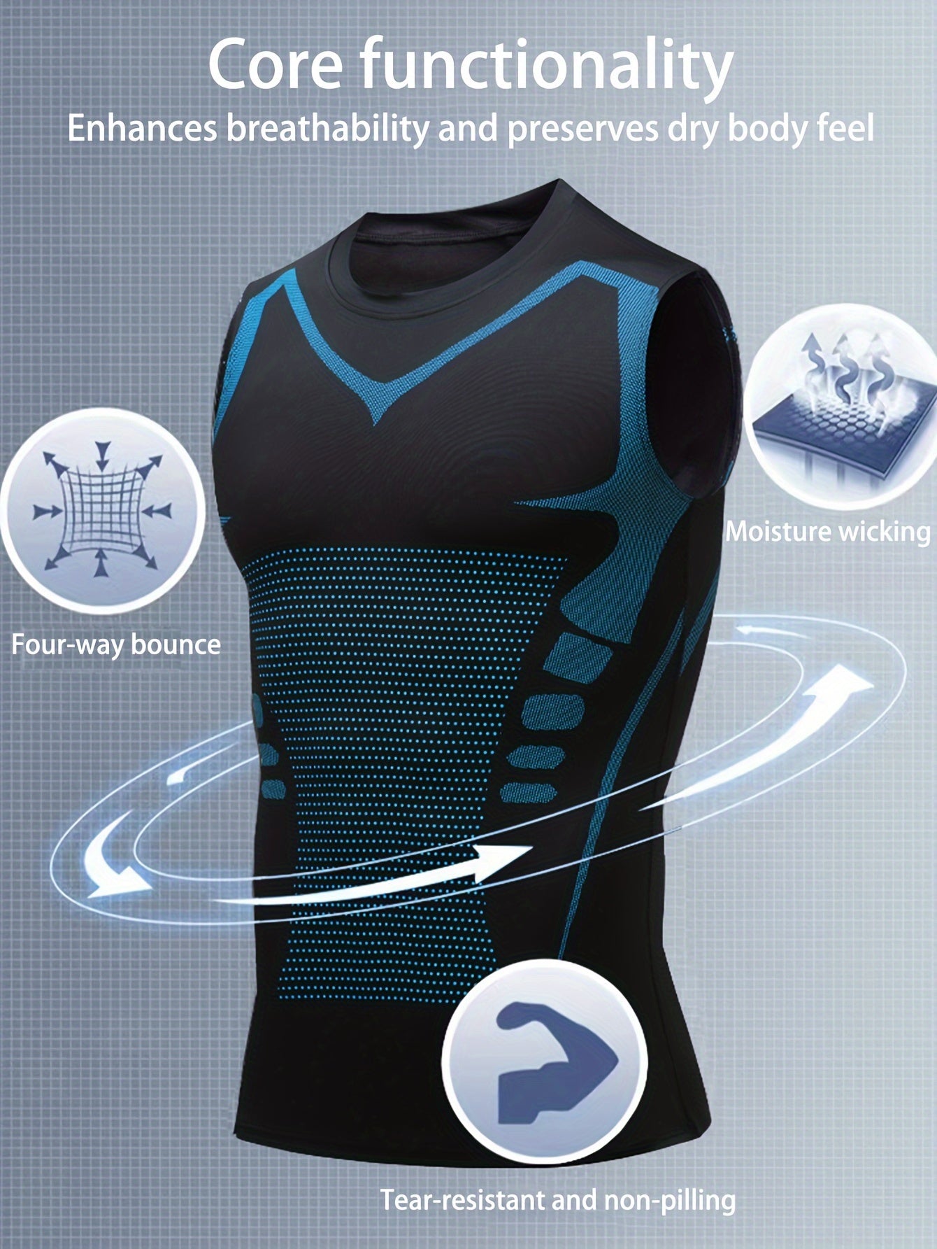 Moisture-Wicking Compression Tops 3pcs Men's Athletic Vests - Looped In Style