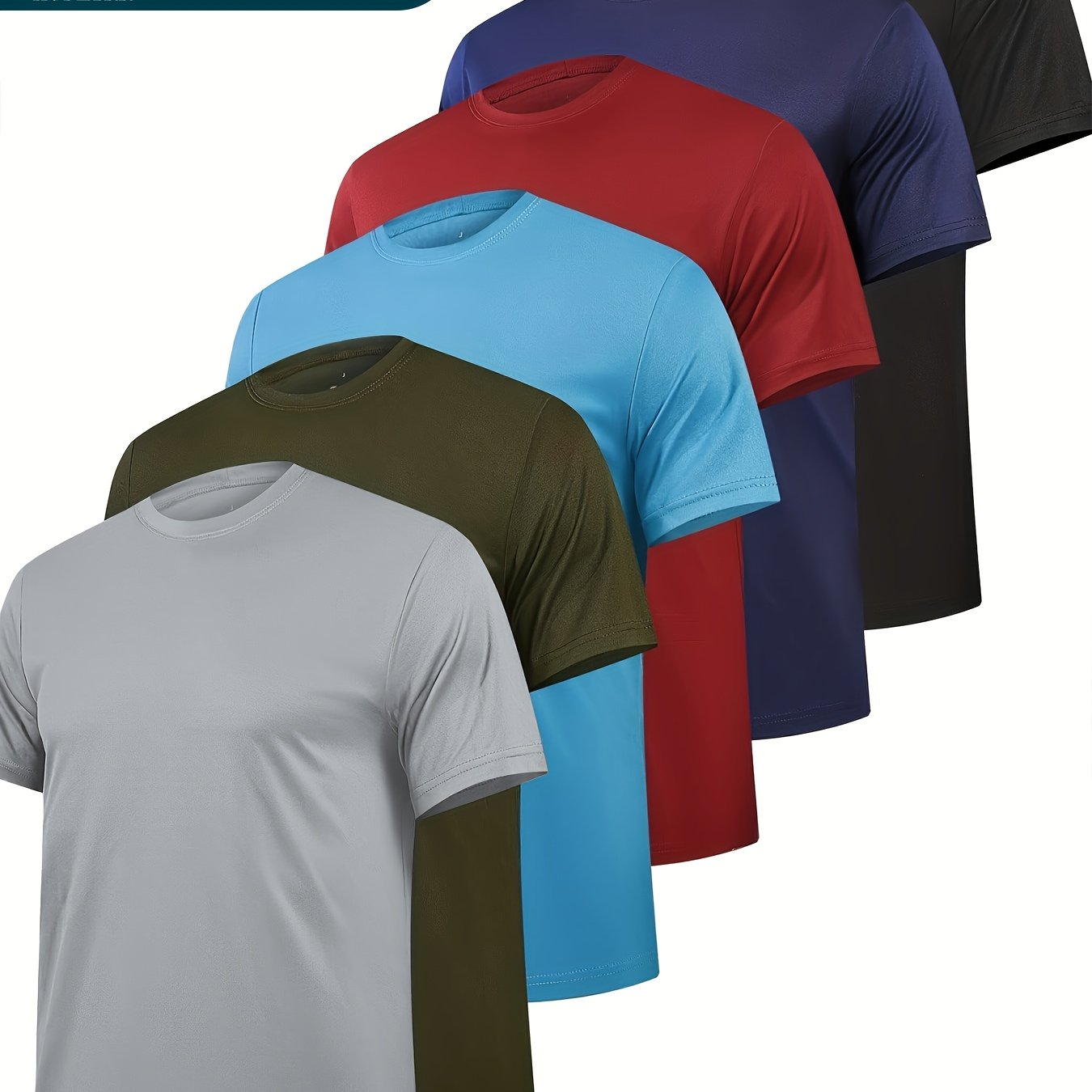 6 Pack Quick Dry Workout Shirts for Men Short Sleeve Athletic Active Tops Crew Neck T Shirt for Running - Looped In Style