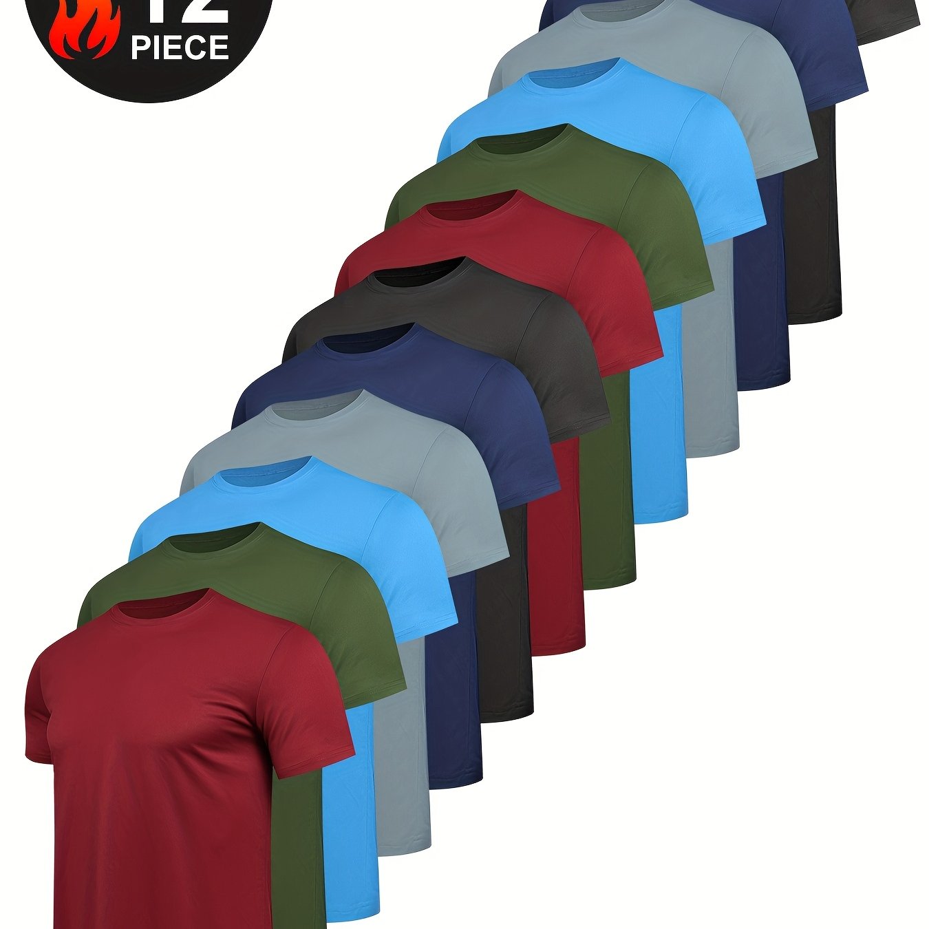 HOVSIYLA 12 Pack Mens Moisture Wicking Athletic Short Sleeve T Shirts Breathable Polyester Casual Outdoor Workout Gear Versatile Workout Shirts - Looped In Style