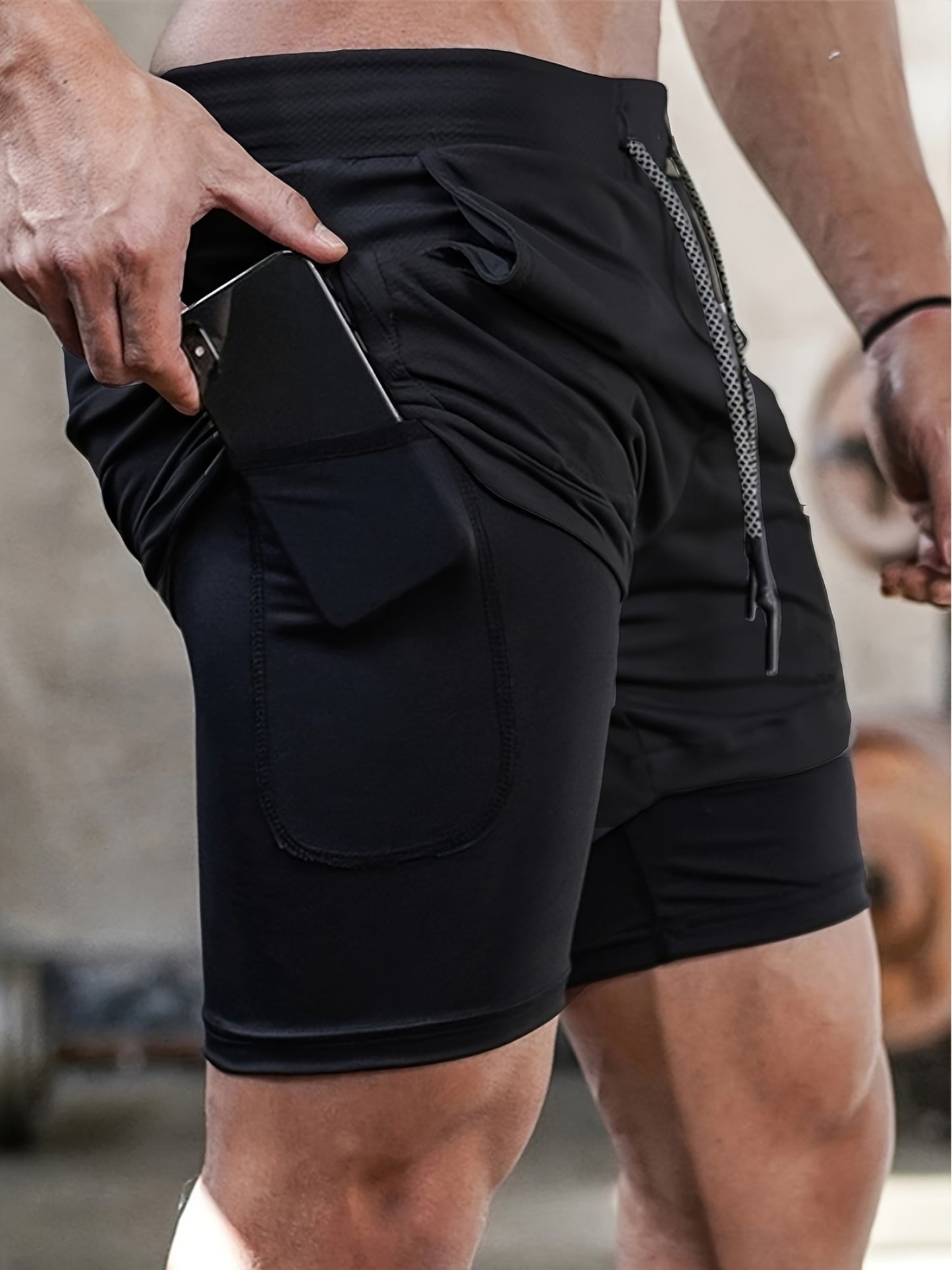 5pcs Men's 2-in-1 Double Layer Shorts with Inner Pockets - Looped In Style
