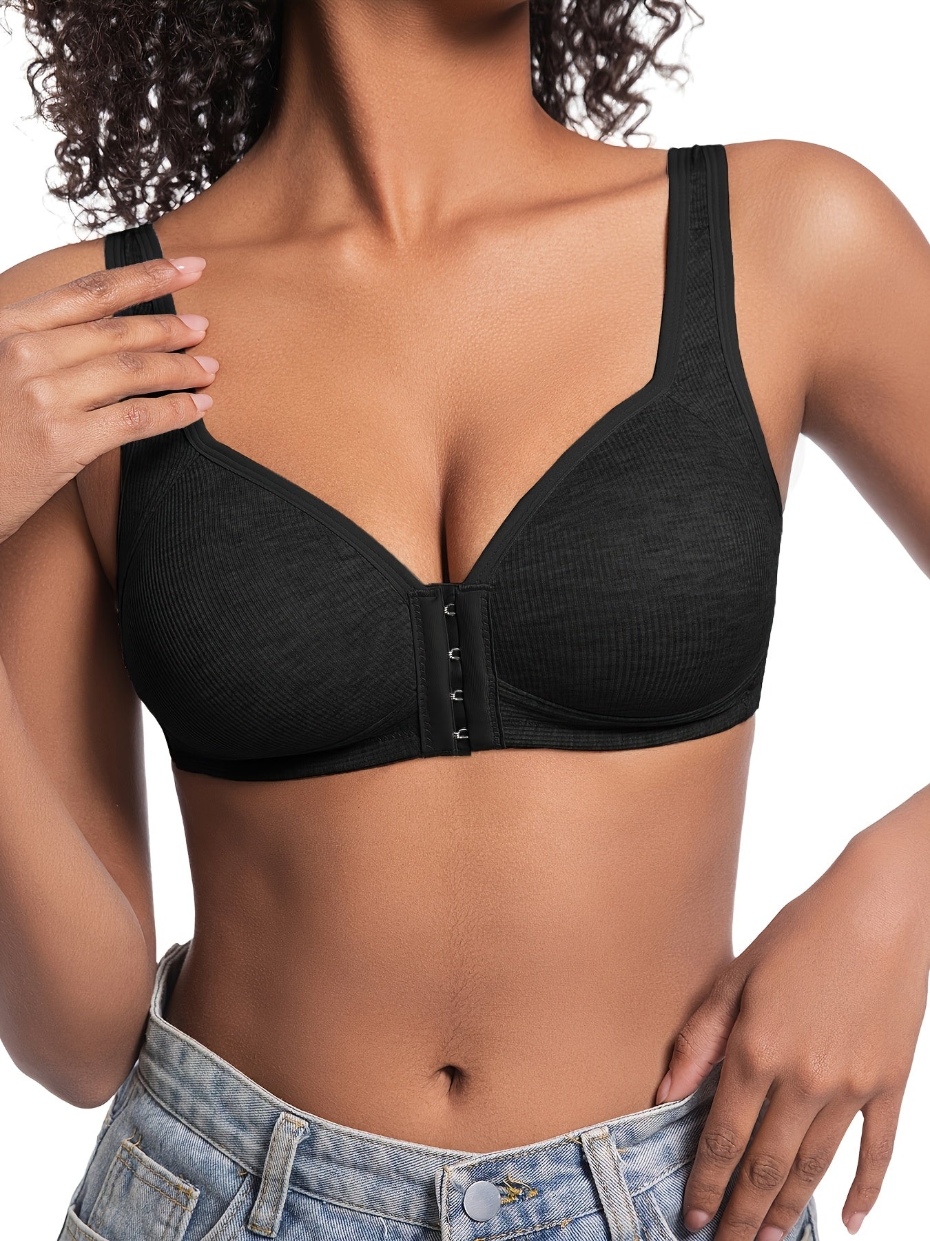 4pcs Women's Elegant Seamless Push-Up Bras - Front Closure - Looped In Style