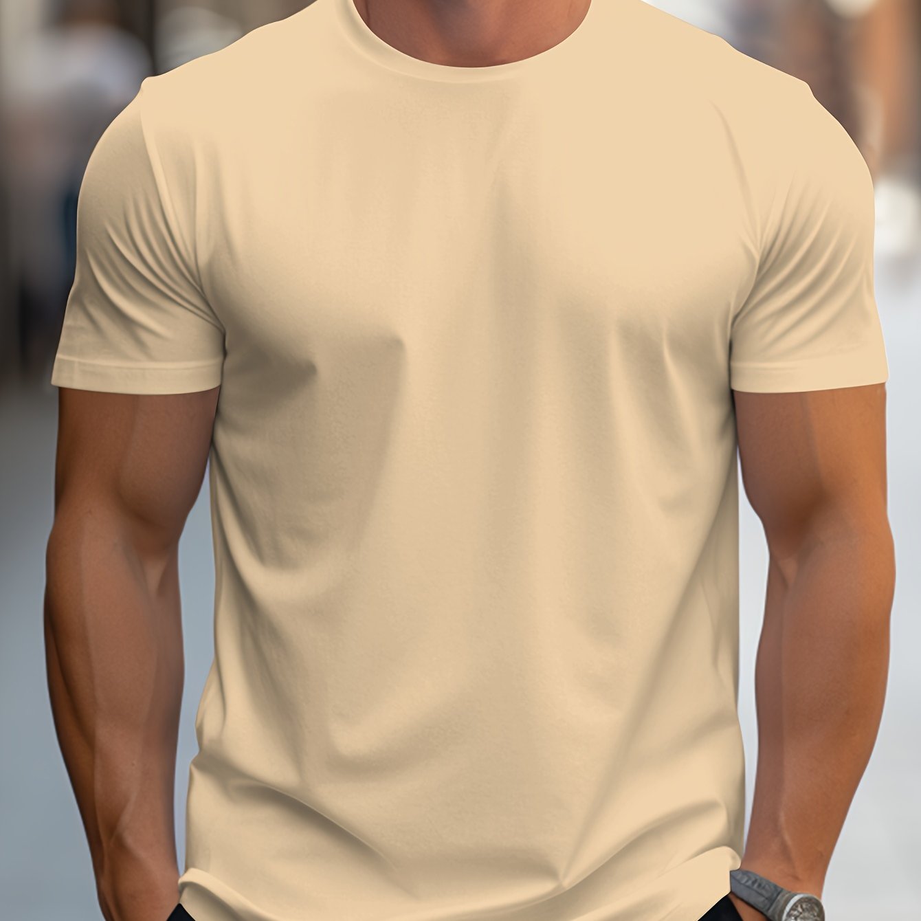 100 Percent Cotton Men's Solid Color Regular Fit Short Sleeve T Shirt Breathable Machine Washable Round Neck Casual Tee for Spring Summer Vacations and Casual Wear - Looped In Style