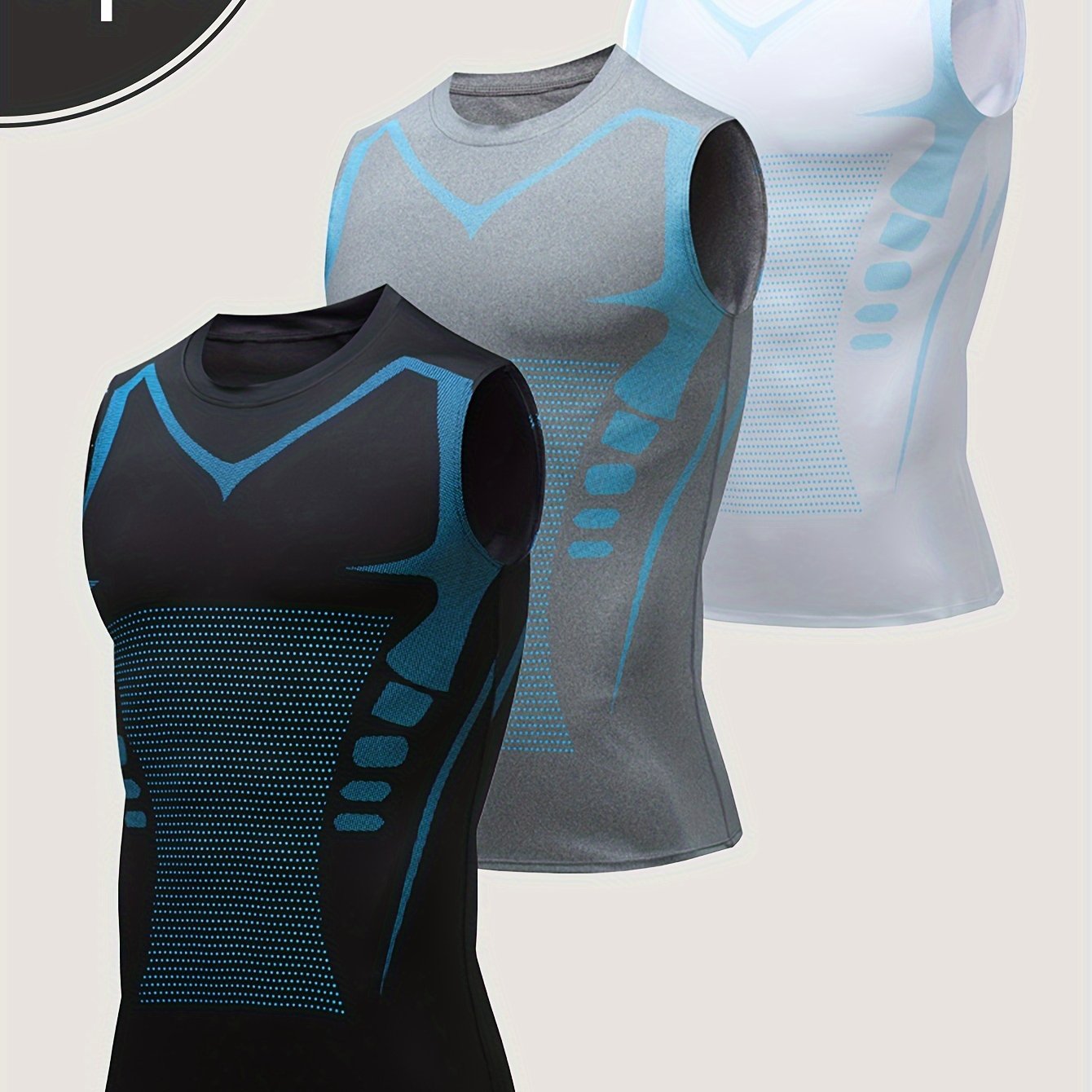 Moisture-Wicking Compression Tops 3pcs Men's Athletic Vests - Looped In Style