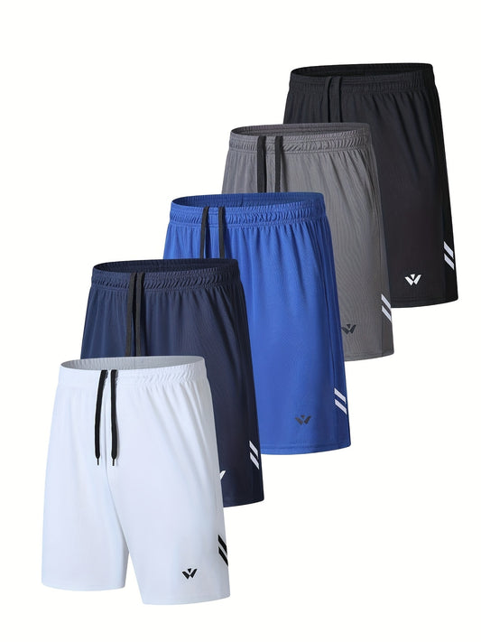 5-Pack Mens Sports Shorts with Comfortable Elastic Waistband - Looped In Style