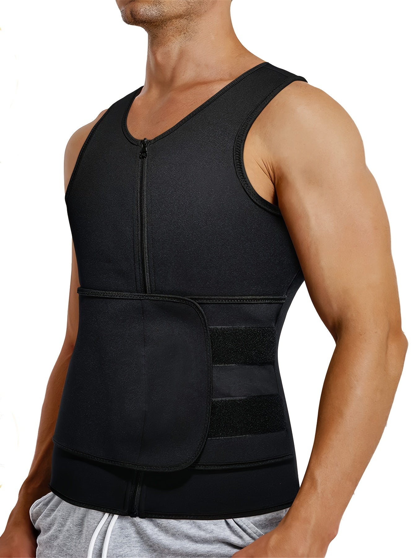 Mens High-Compression Sauna Vest with Lumbar Support Gym Fitness - Looped In Style