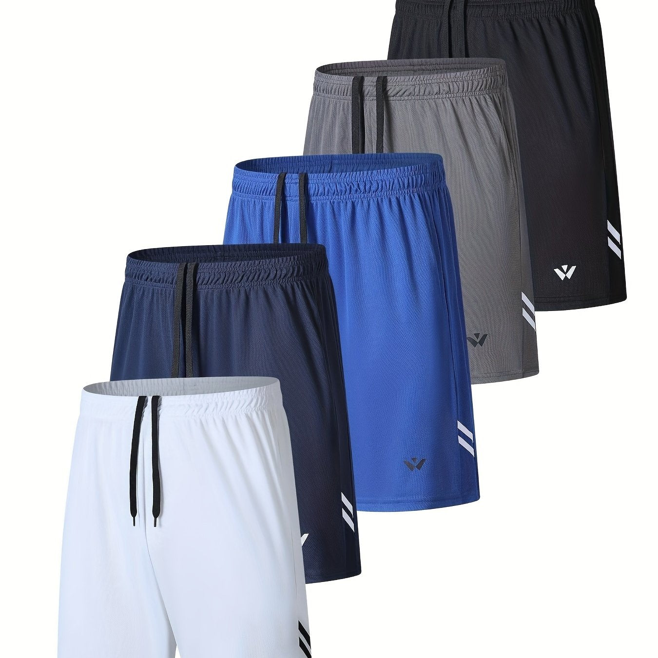 5-Pack Mens Sports Shorts with Comfortable Elastic Waistband - Looped In Style