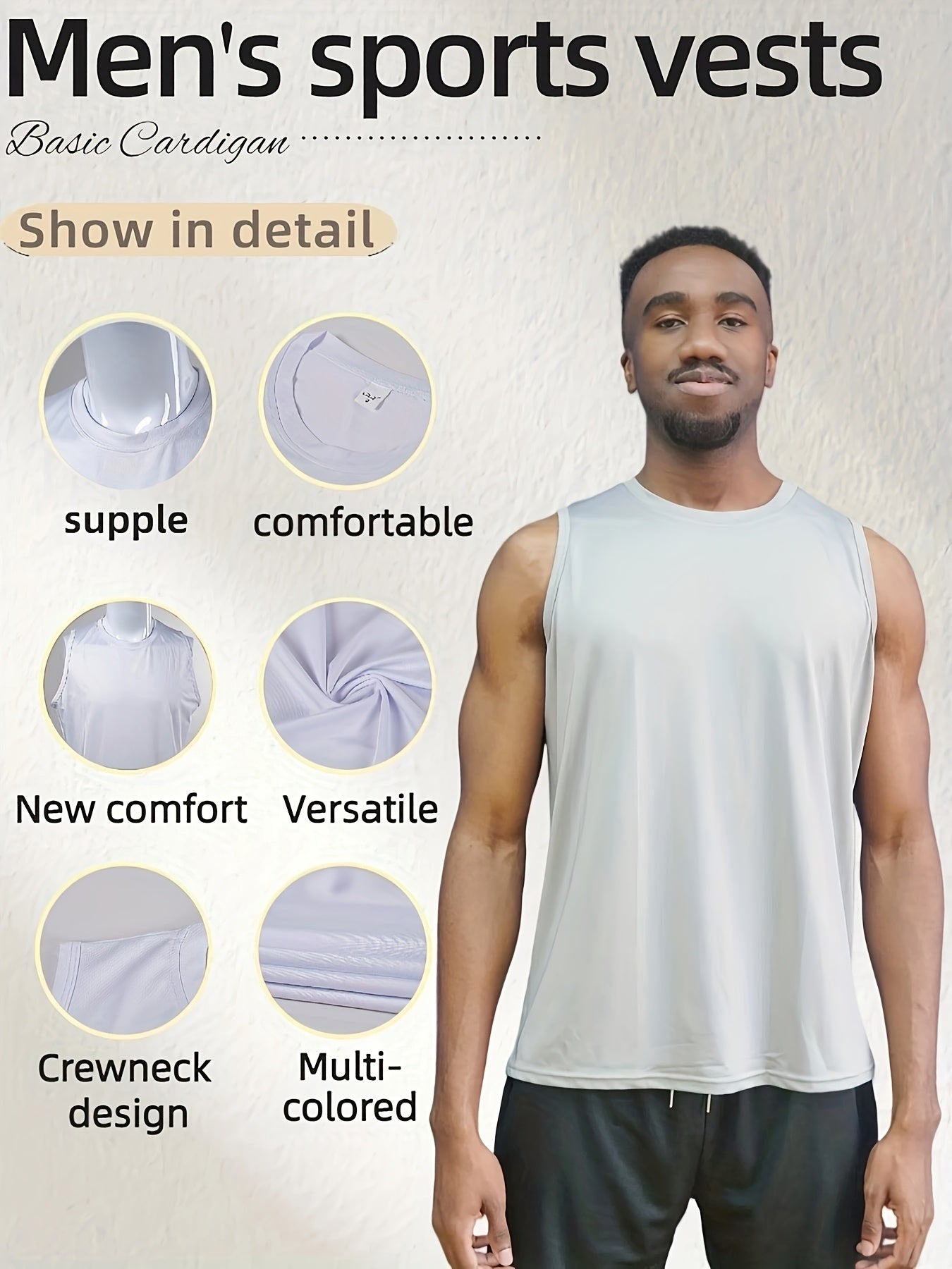 5 Pack Of Men's Summer Loose Crew Neck Vest T Shirts Moisture Absorbent Breathable Soft And Comfortable For Daily Sports Fitness And Training - Looped In Style