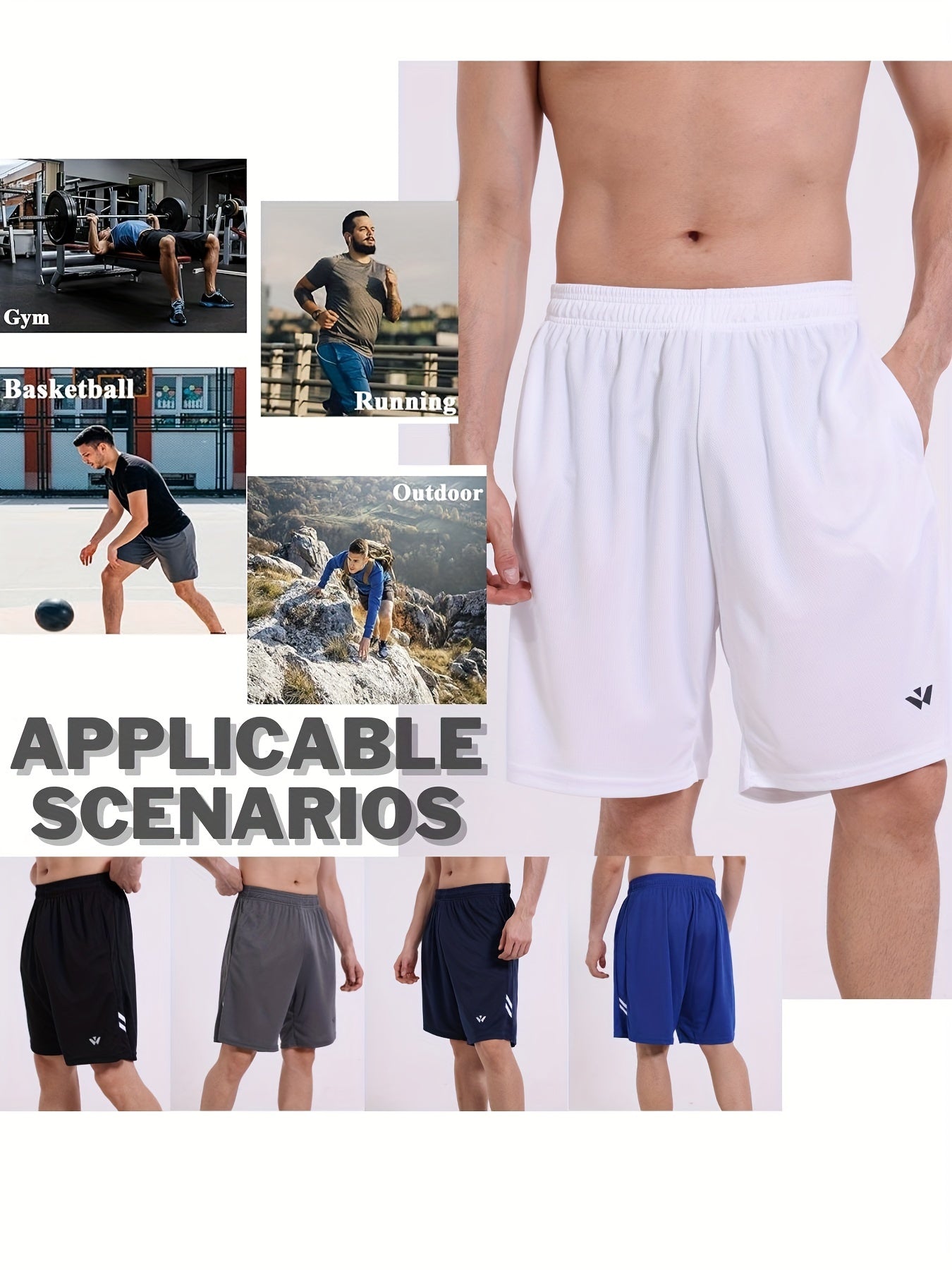 5-Pack Mens Sports Shorts with Comfortable Elastic Waistband - Looped In Style