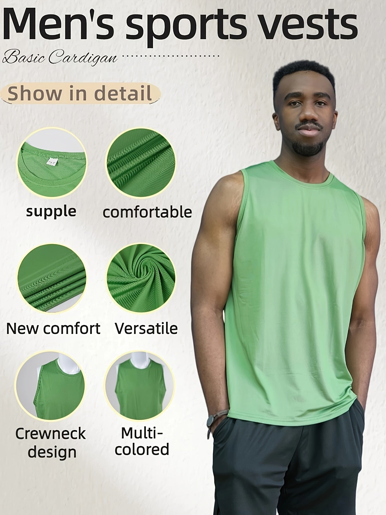 5 Pack Of Men's Summer Loose Crew Neck Vest T Shirts Moisture Absorbent Breathable Soft And Comfortable For Daily Sports Fitness And Training - Looped In Style