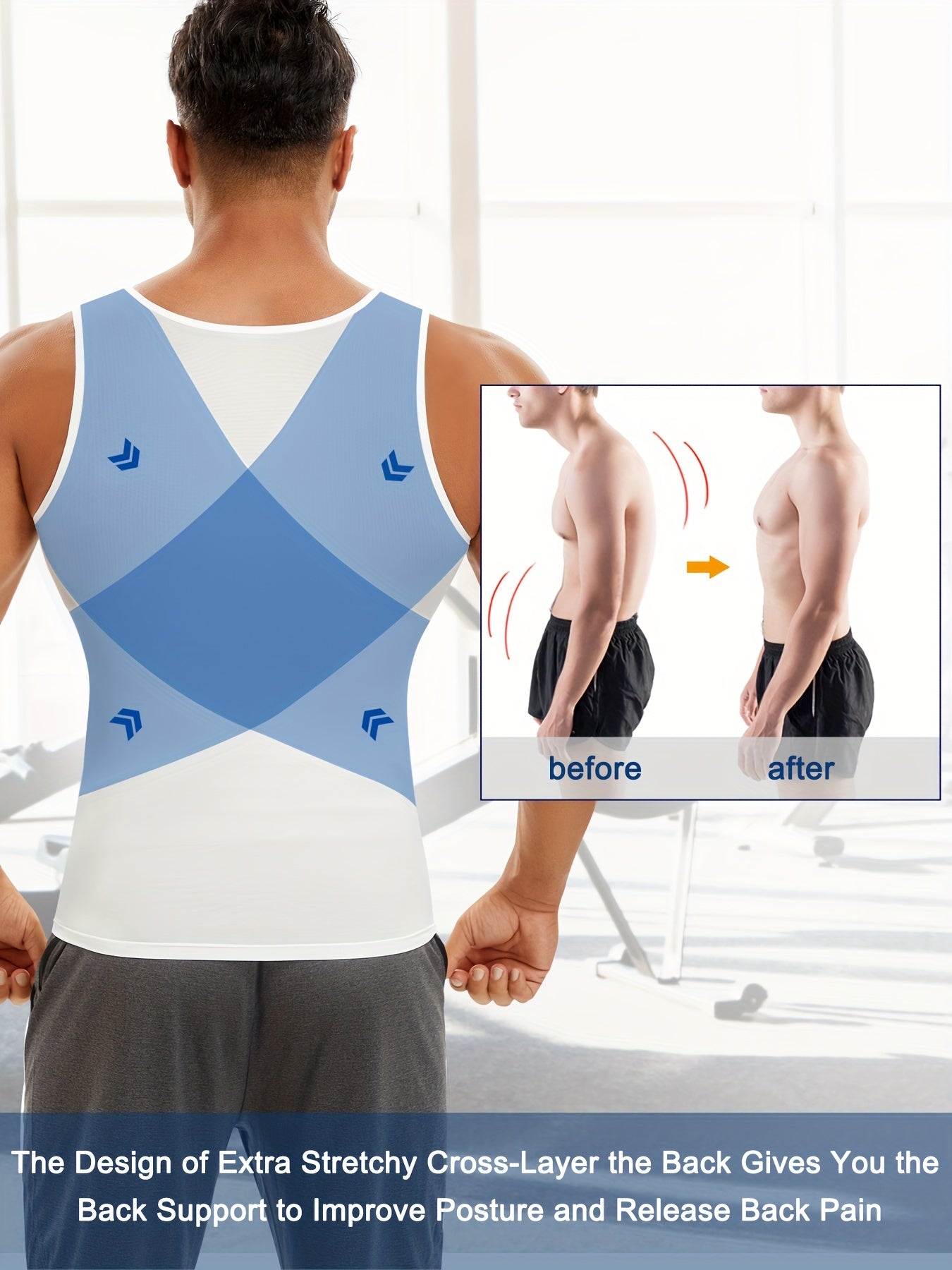 JUNLAN Men's Compression Shirt Breathable Body Shaper Vest - Looped In Style